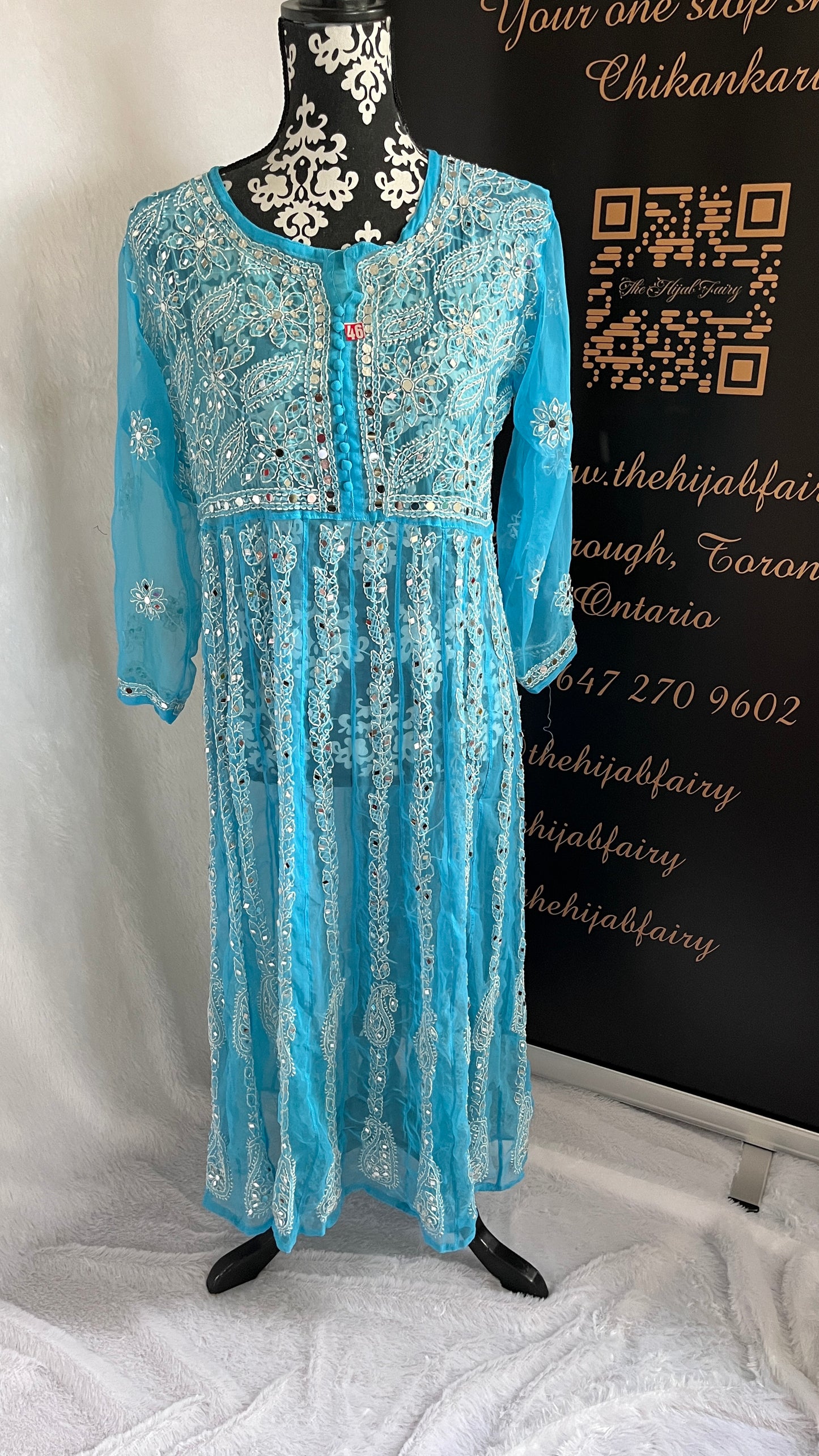 Blue - Yoke Style Georgette Mirror Anarkali