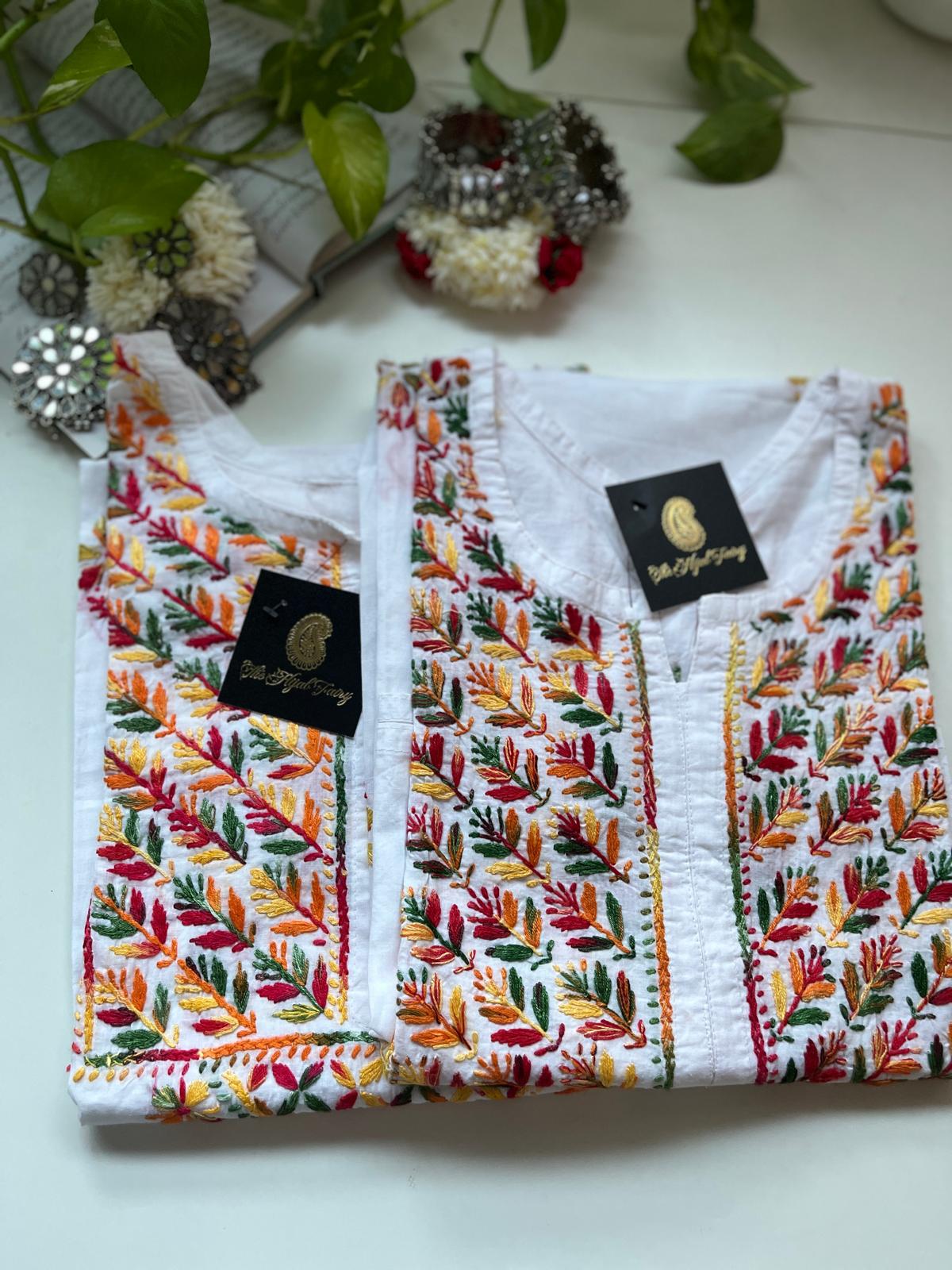 Multi on White - Cotton Kurta