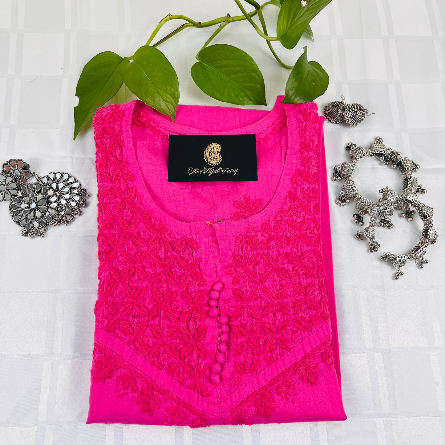 Self Embroidery Color - Cotton Kurta - The Hijab Fairy