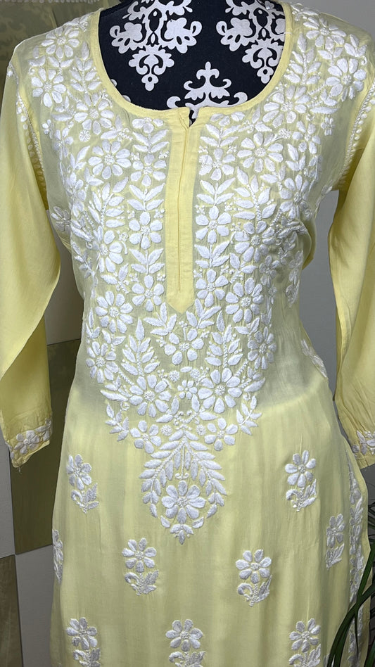 Yellow 1- Modal Straight Long Kurta - The Hijab Fairy