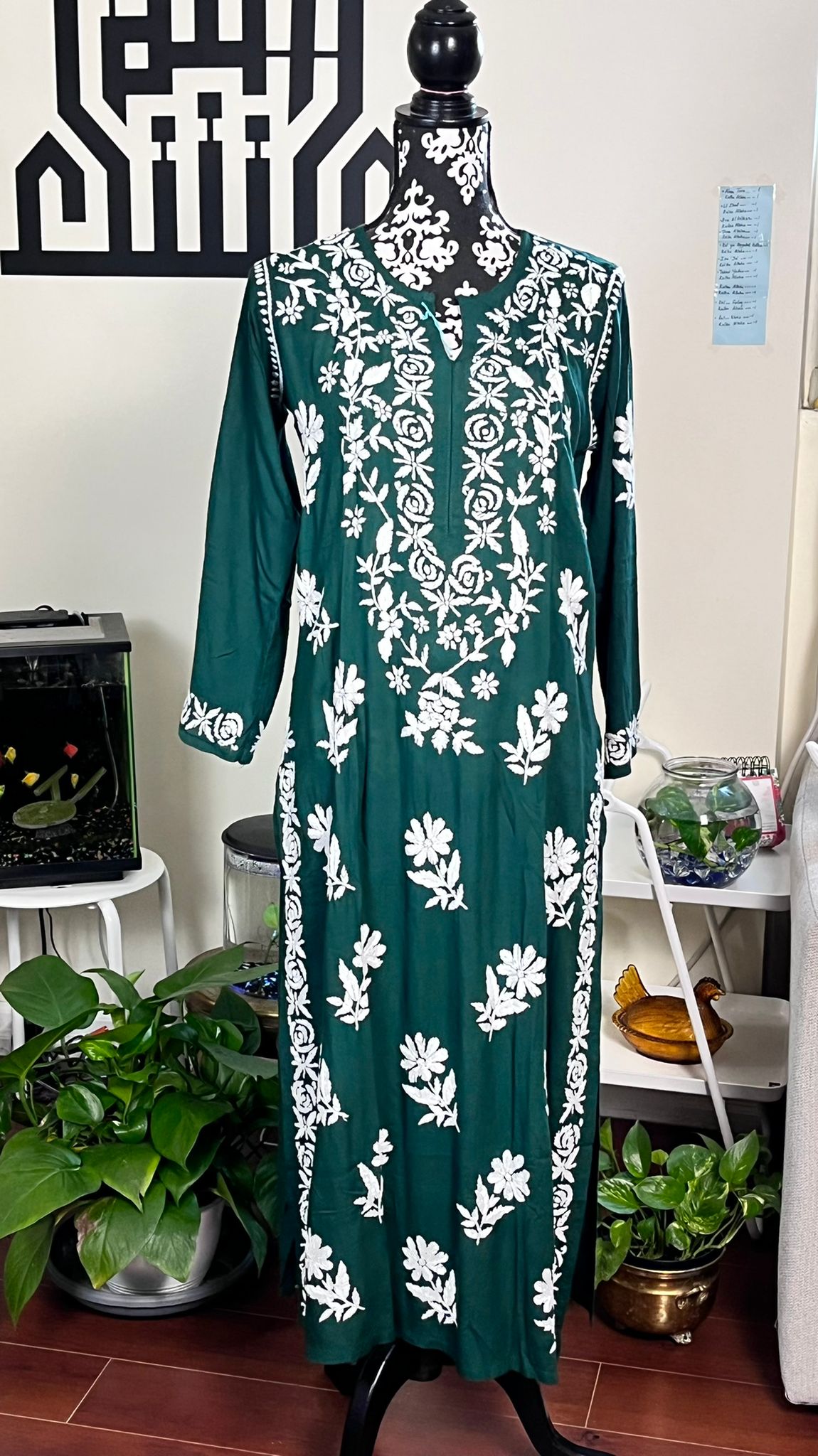 Dark Green - Modal Straight Long Kurta - The Hijab Fairy