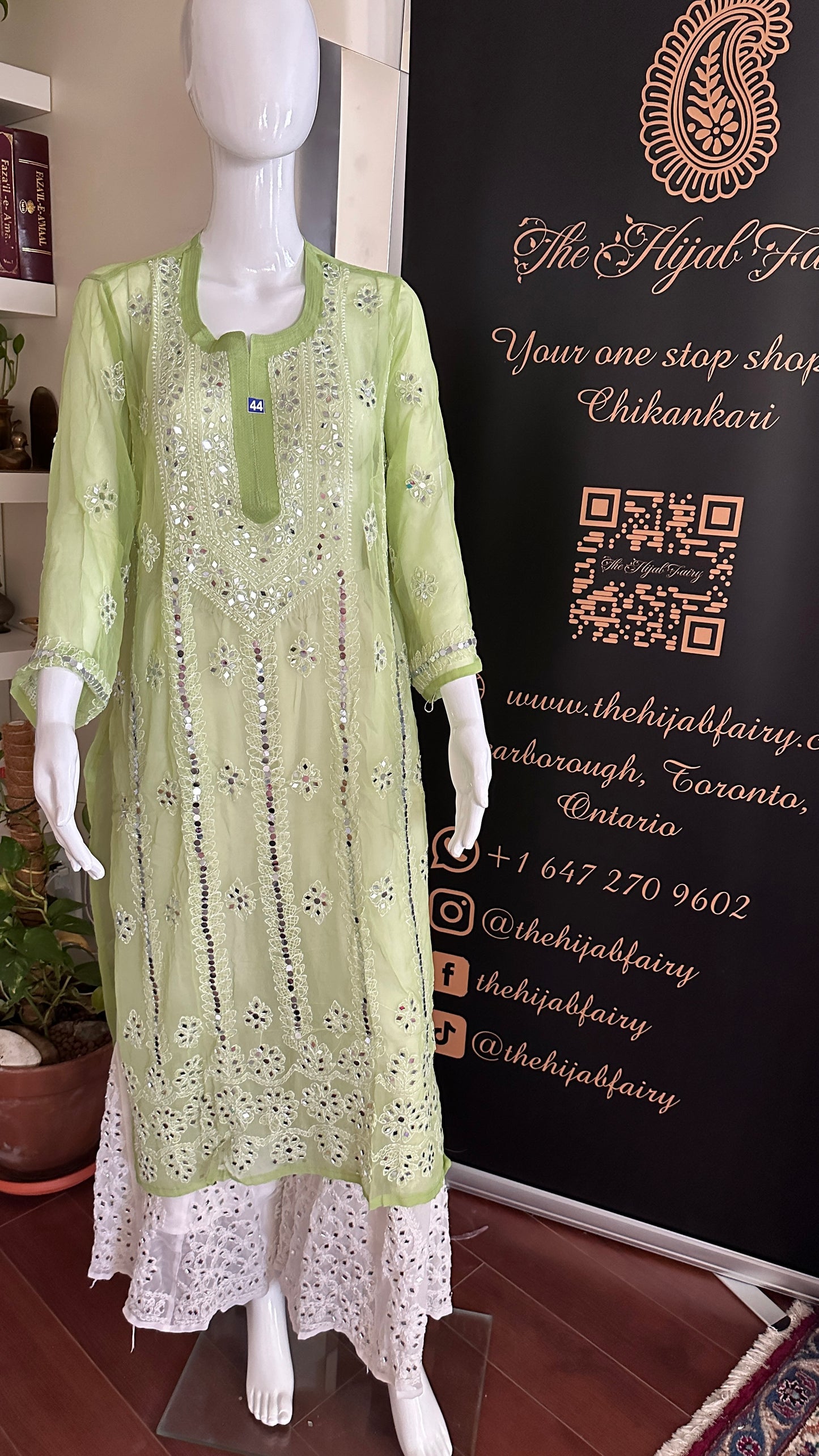 Olive Green - Georgette Mirror Kurta