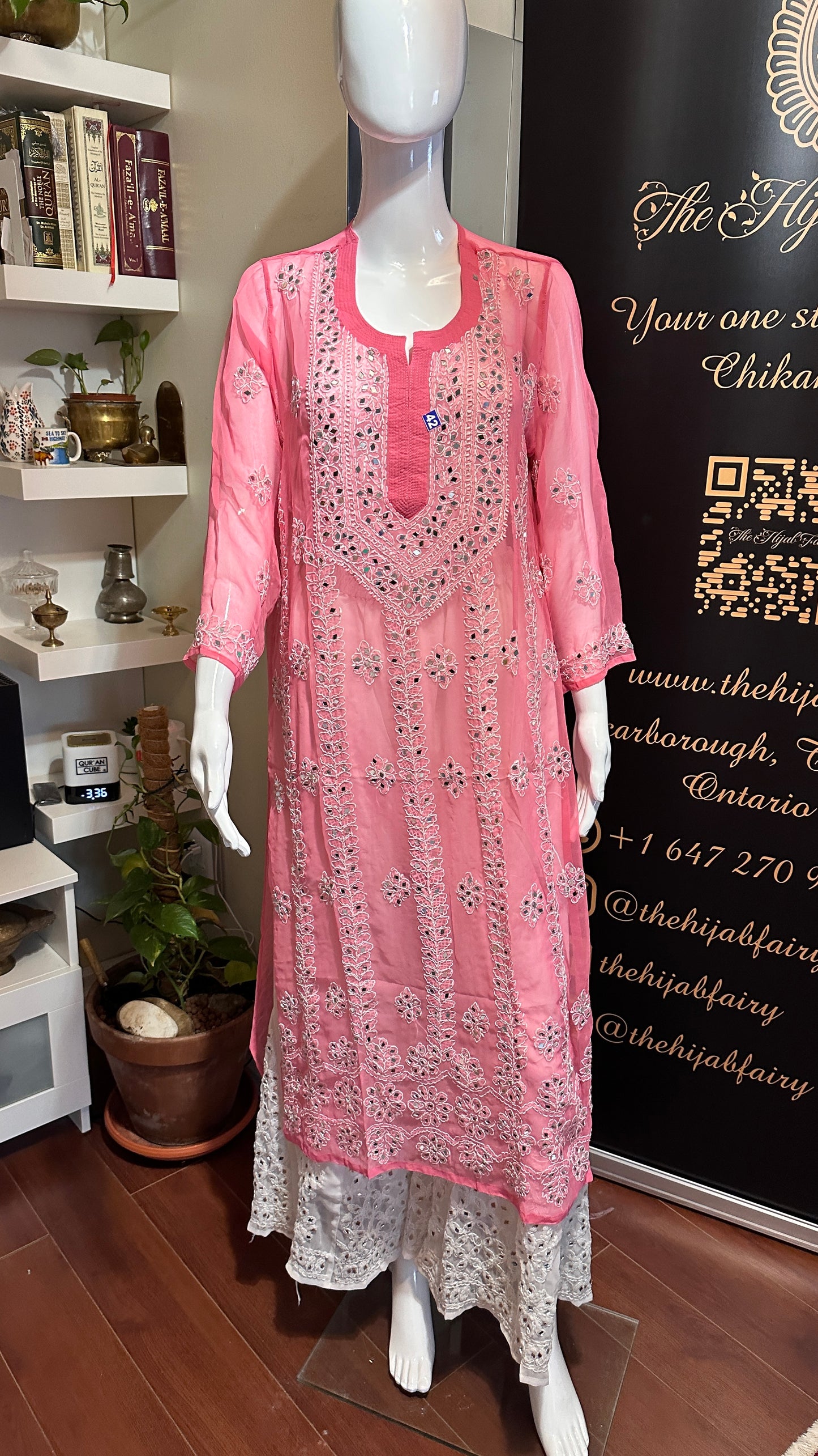 Hot Pink - Georgette Mirror Kurta