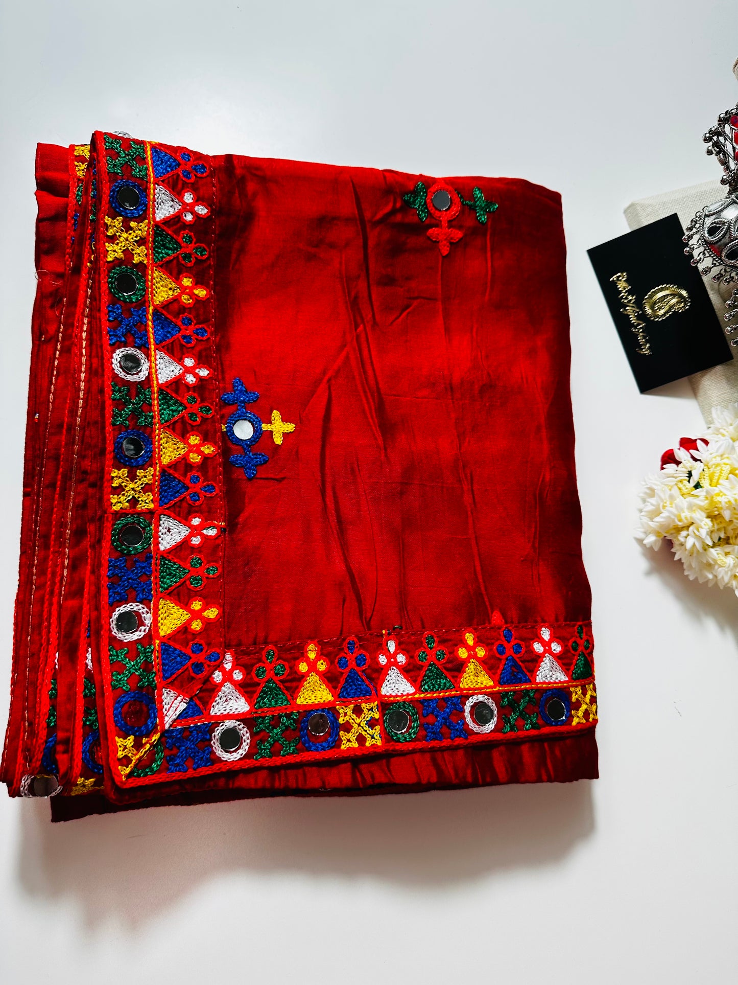 Chanderi Kutchi Work Dupatta with Mirror