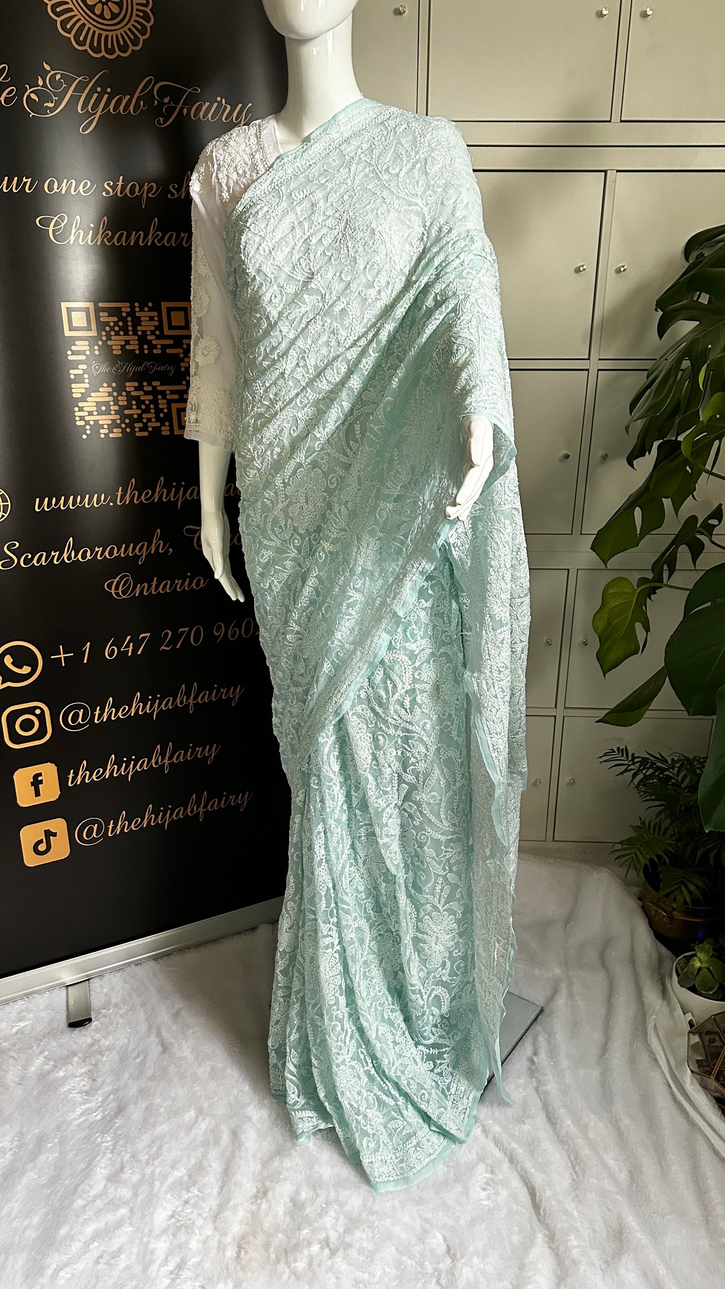 Light Blue - Full Jaal Saree