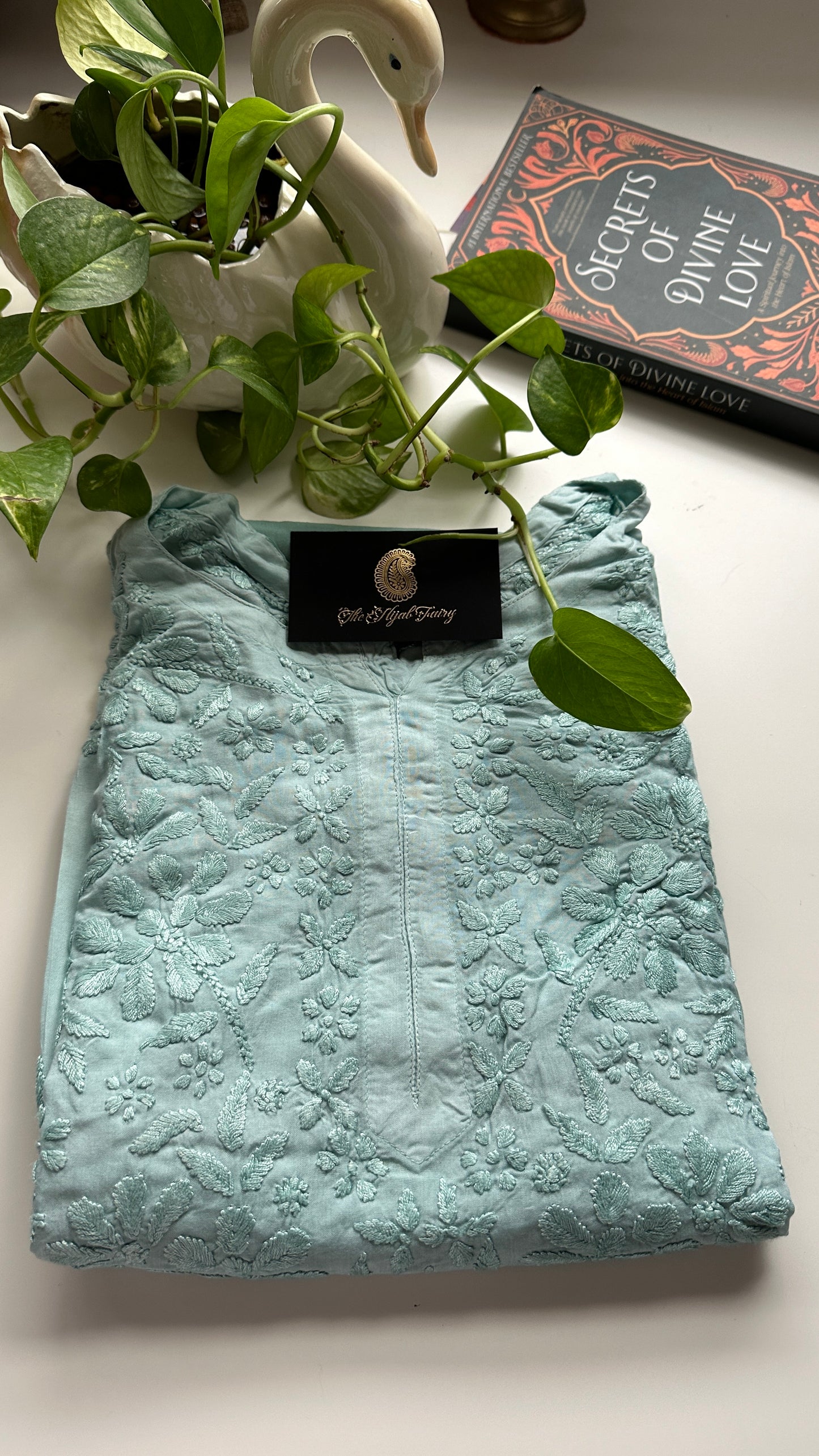 Sea Green - Ombre Modal Straight Chikankari Kurta