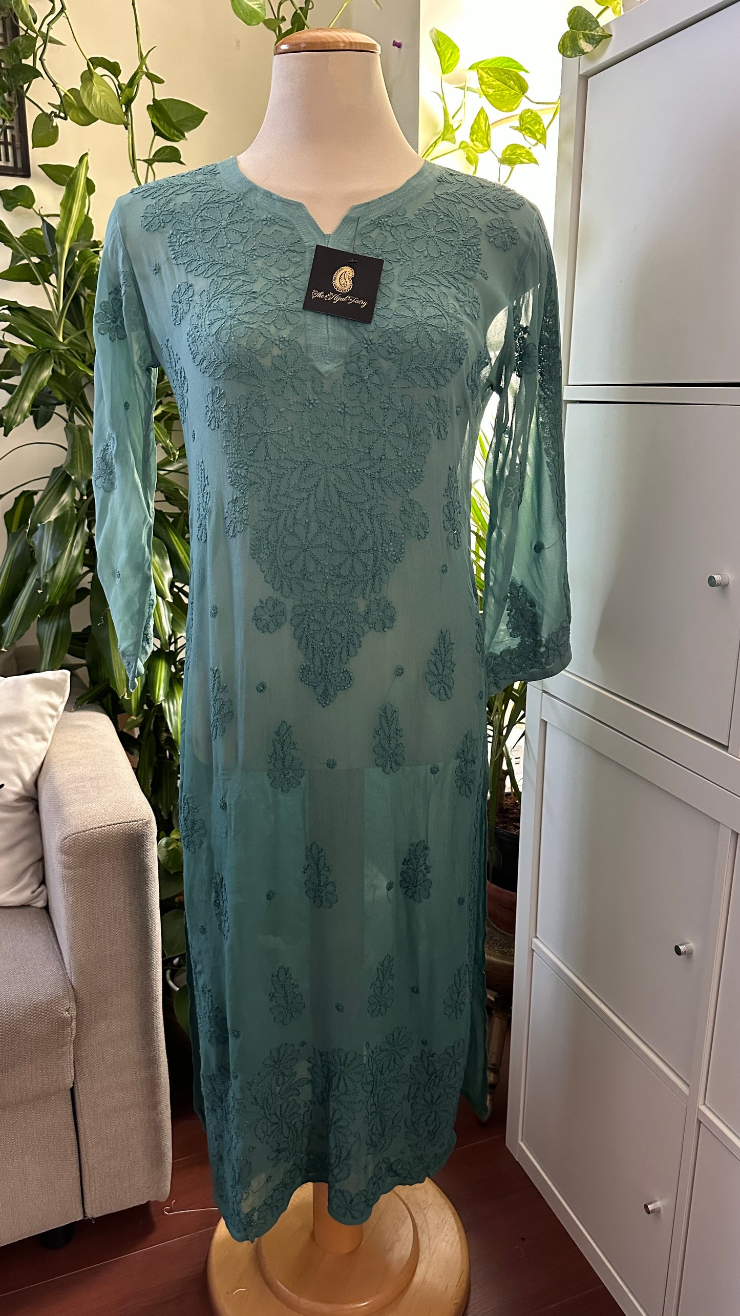 Jade Blue Ombré - Premium Viscose Kurti