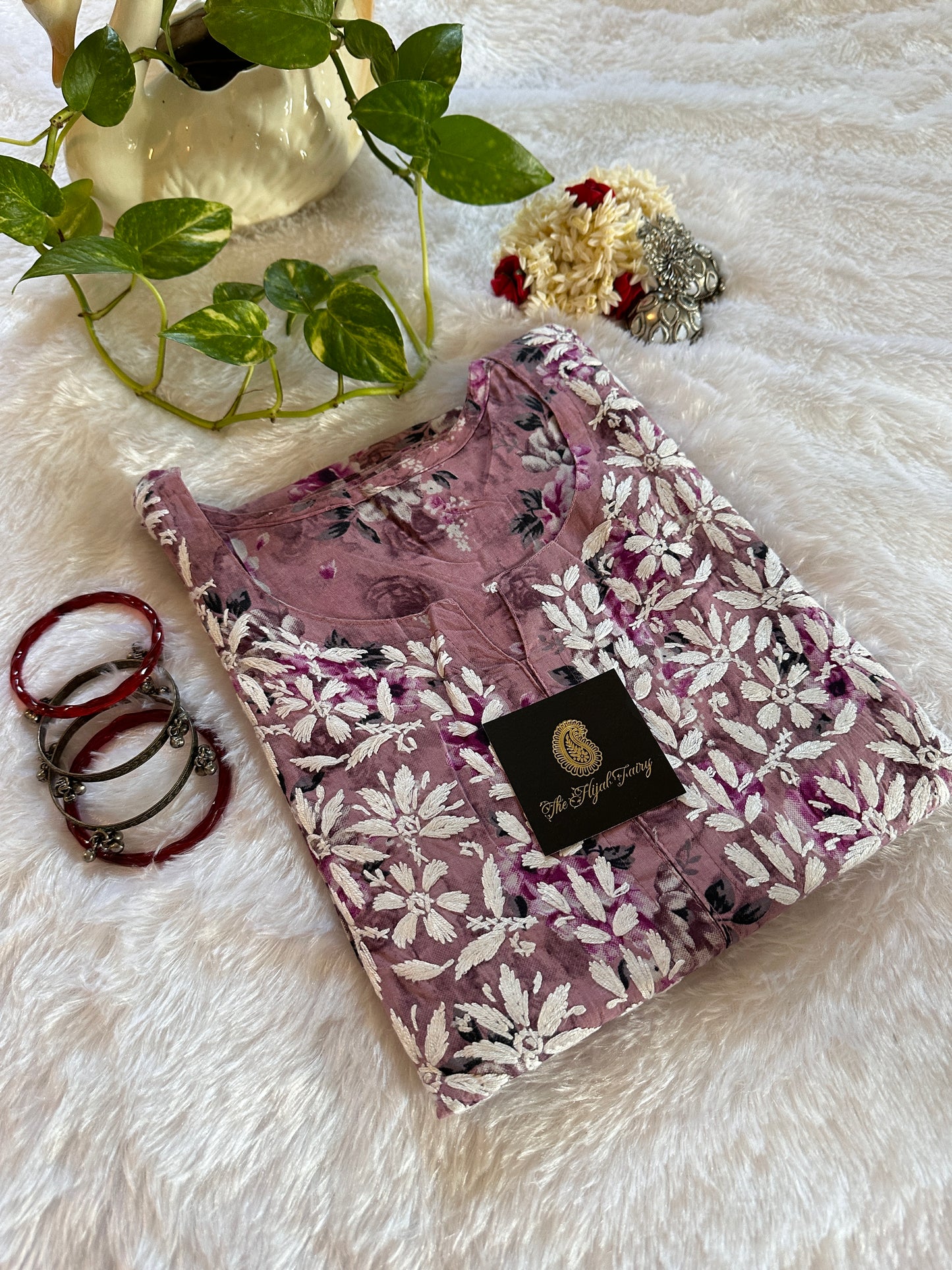 Mulmul Printed Kurti- Dusty Lilac 2