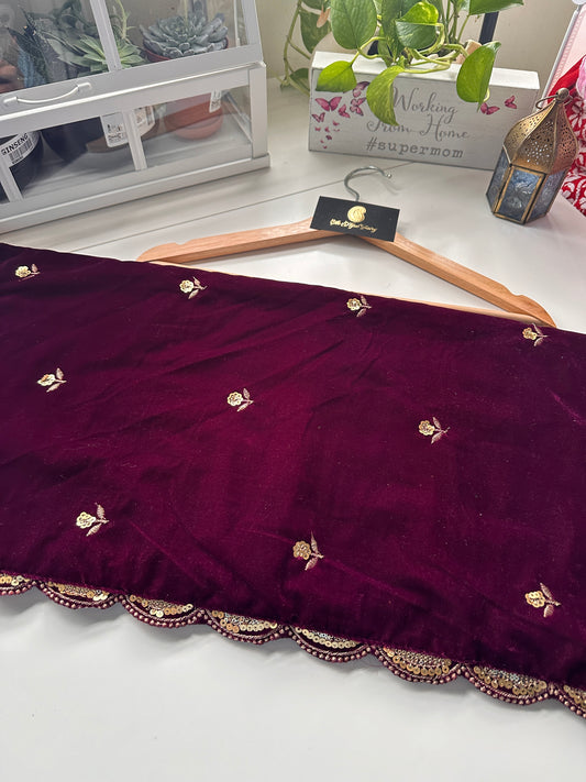 Wine Velvet Shawl