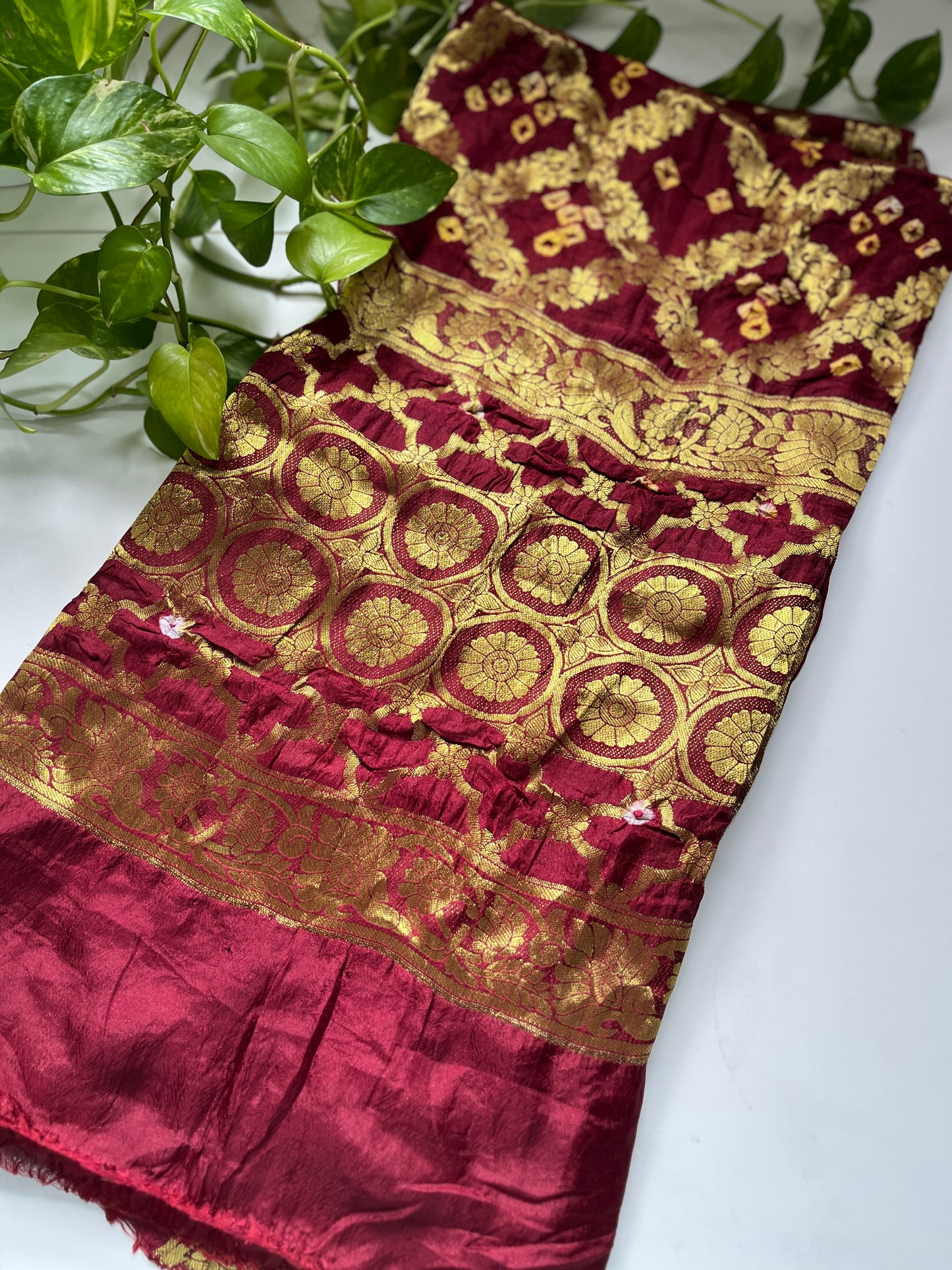 Gaji Silk Gharchola Dupatta RED