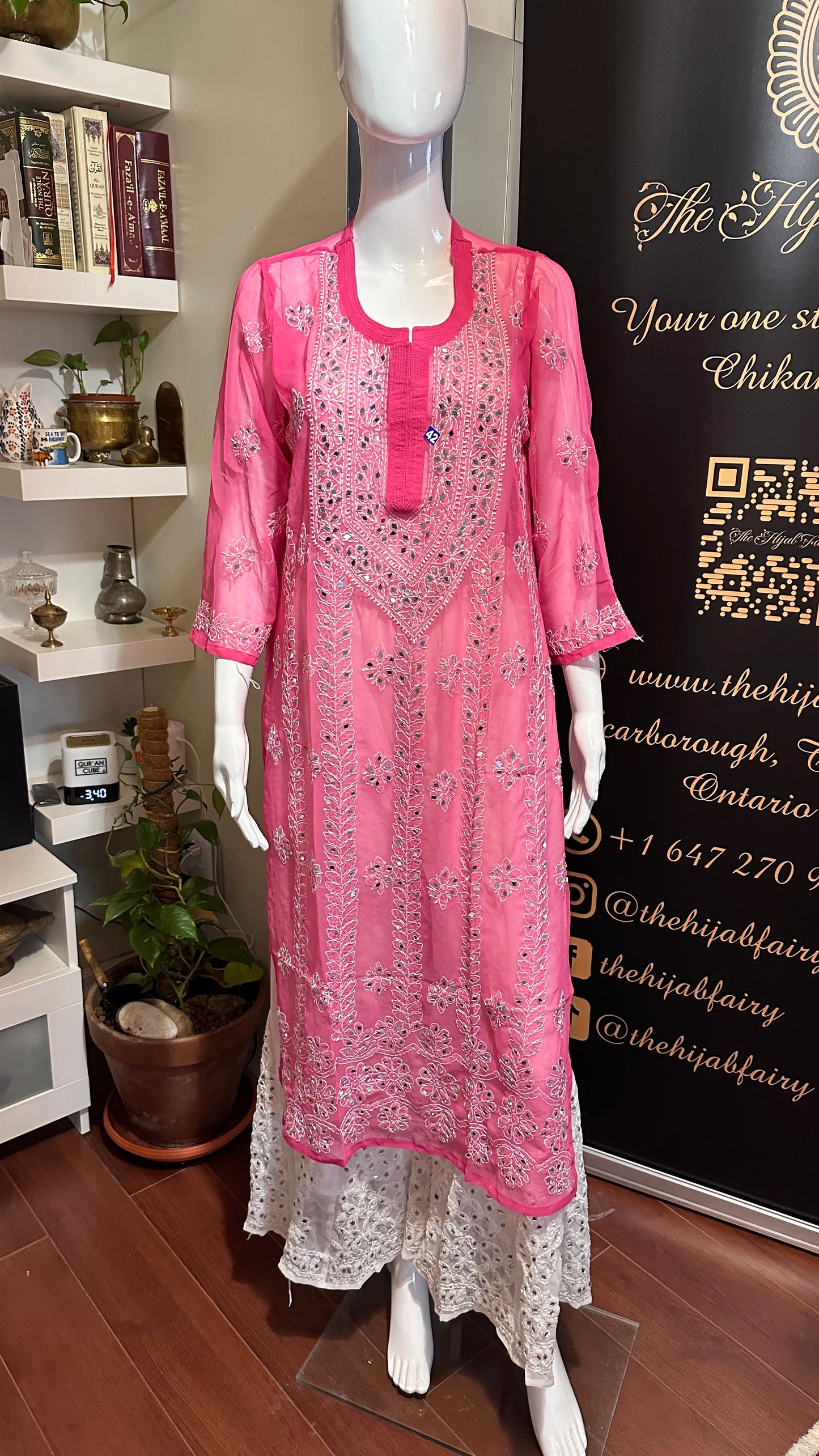 Hot Pink - Georgette Mirror Kurta