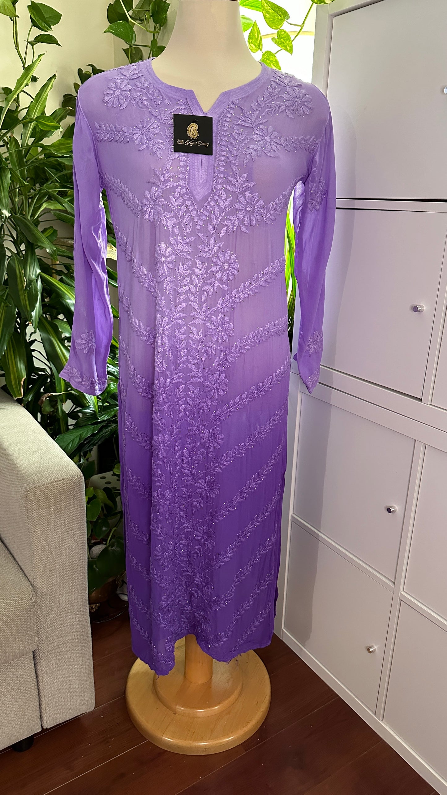 Lavender Ombre - Premium Viscose Kurti with Mukaish