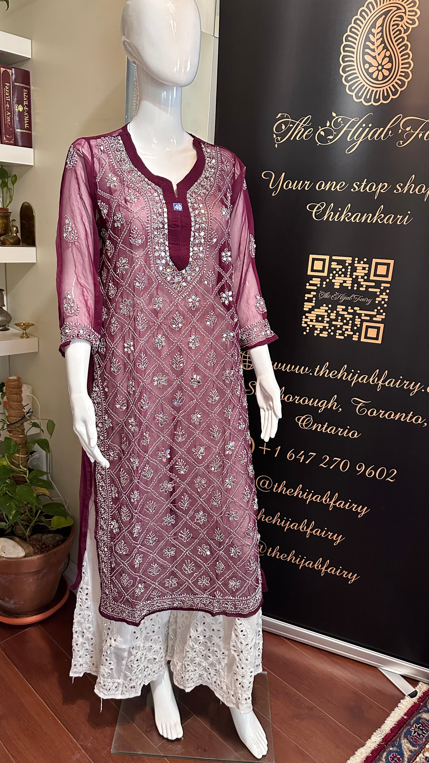 Wine - Georgette Mirror Kurta