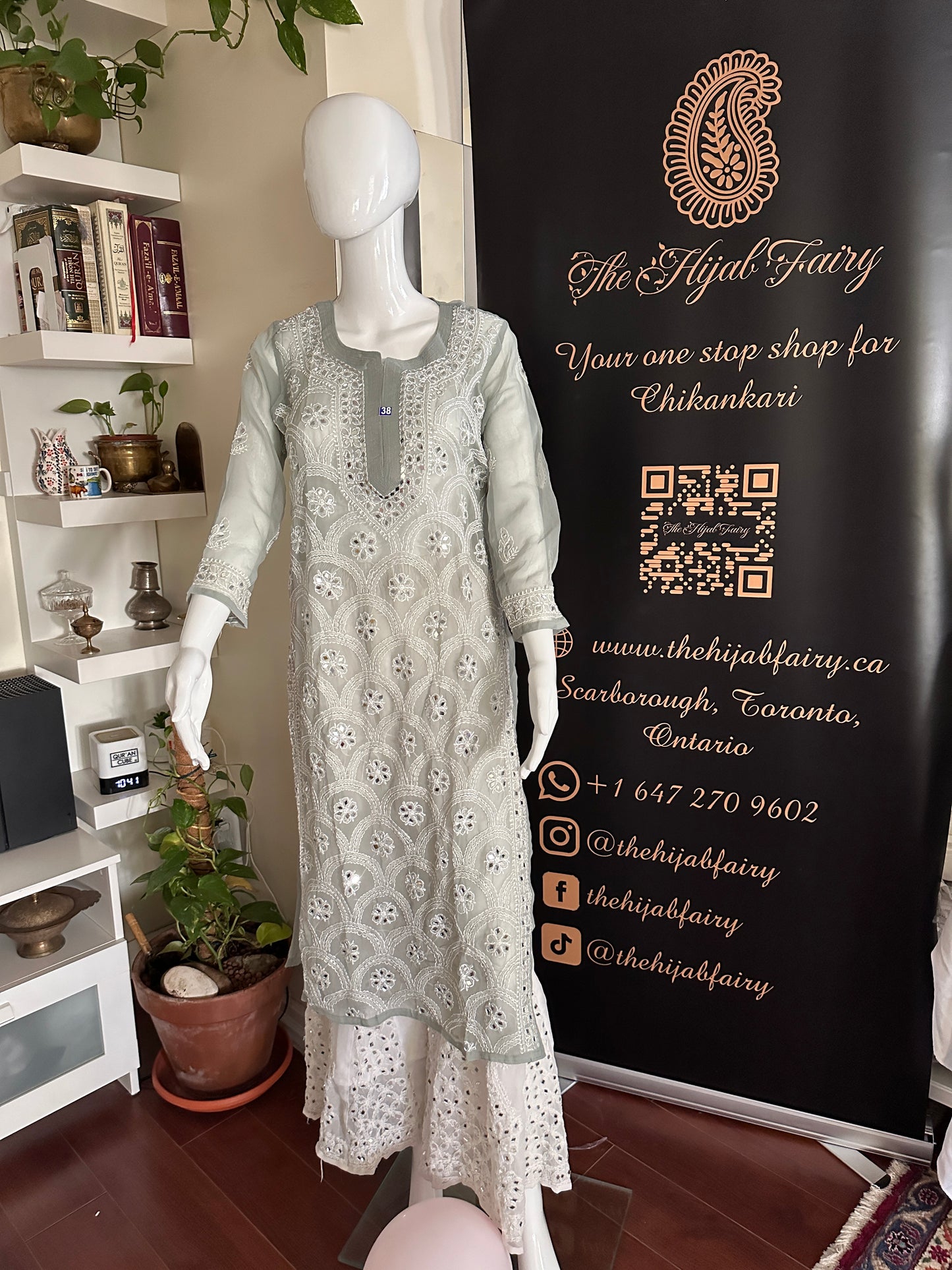 Grey - Georgette Mirror Kurta