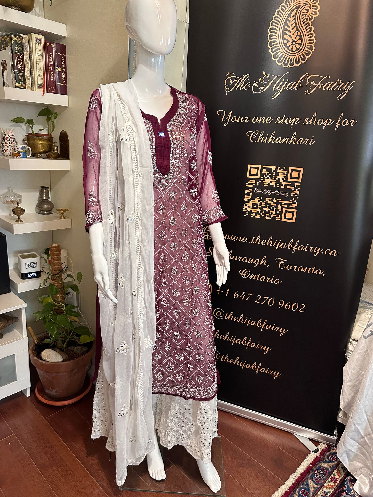 Wine - Georgette Mirror Kurta