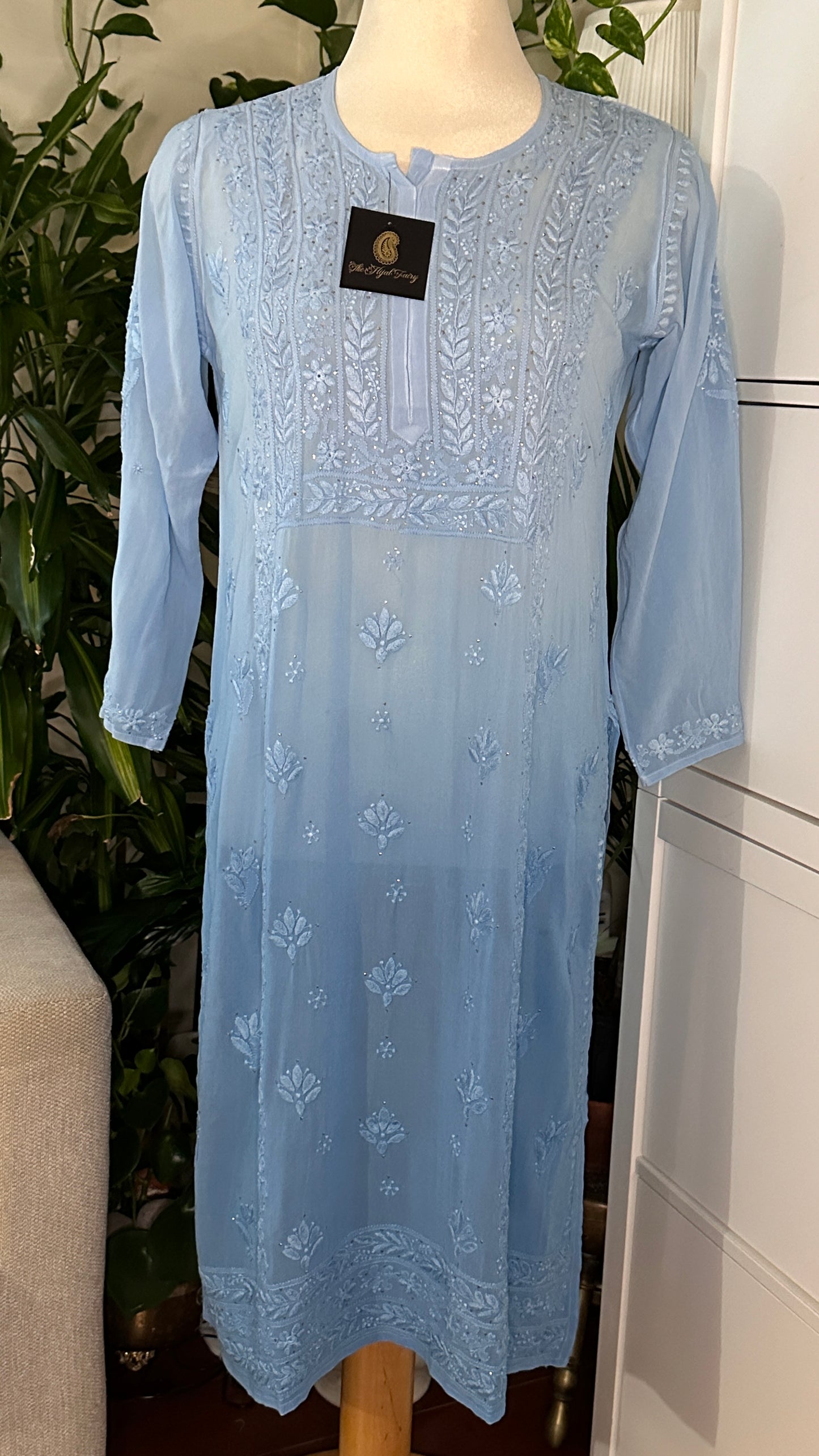 Blue Ombre - Premium Viscose Kurti with Mukaish