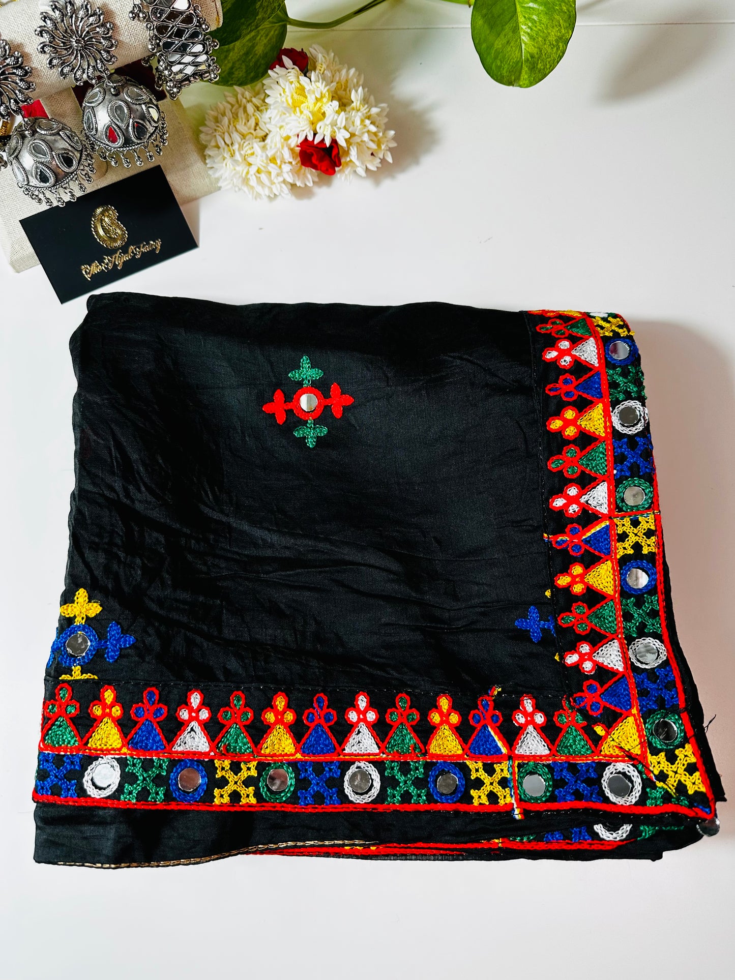 Chanderi Kutchi Work Dupatta with Mirror