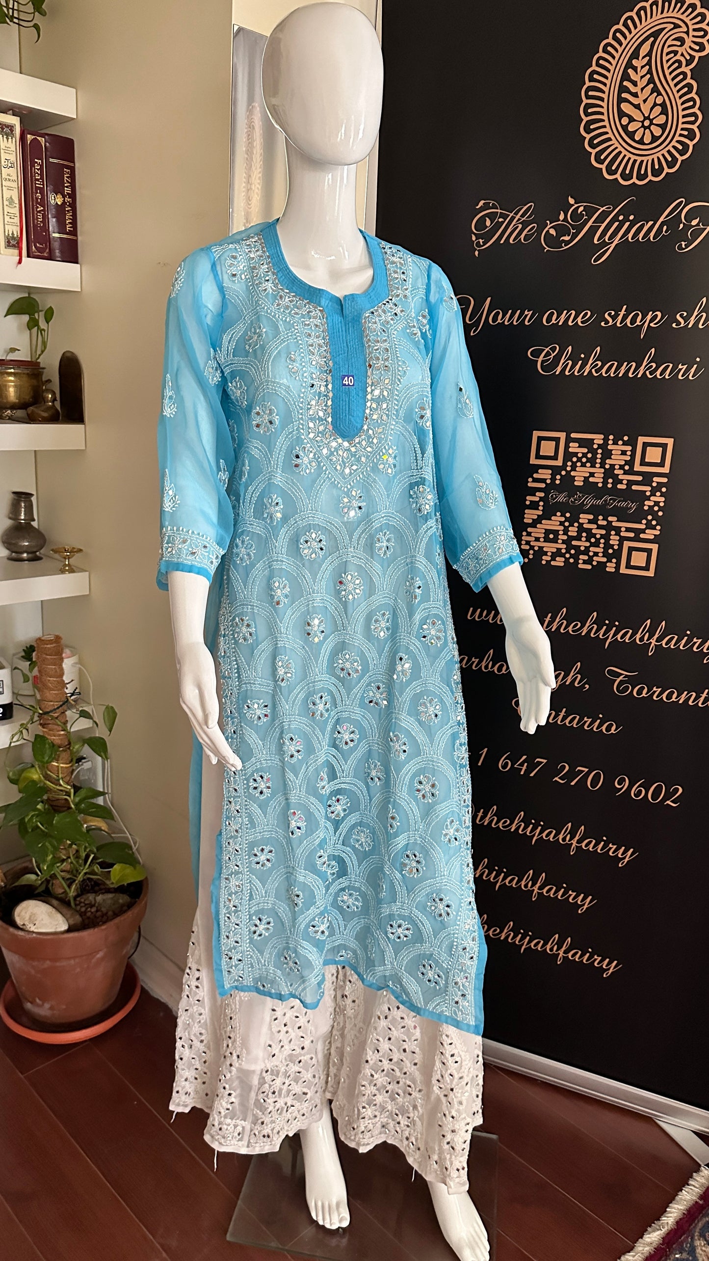 Sky Blue - Georgette Mirror Kurta