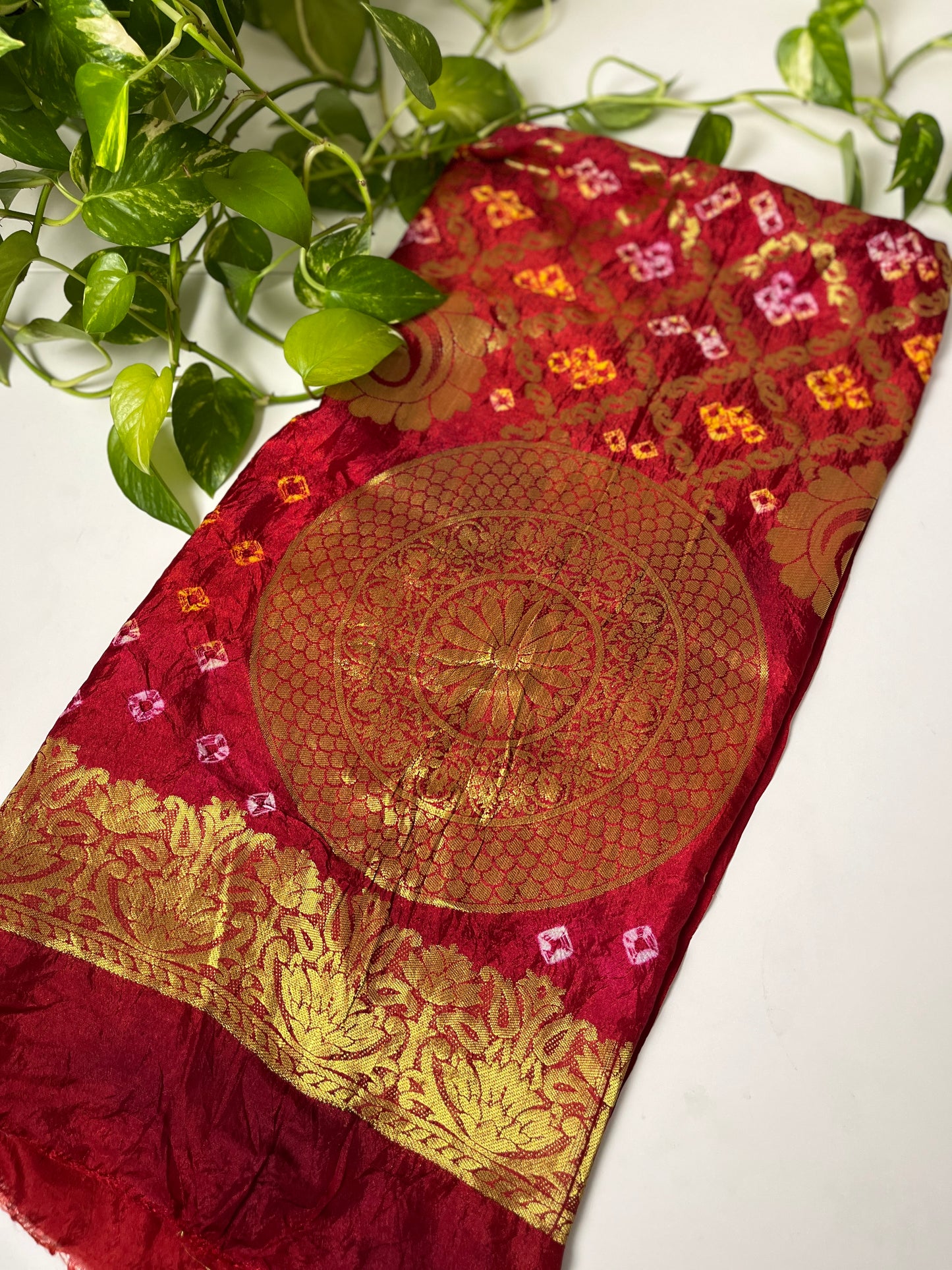 Gaji Silk Gharchola Dupatta RED