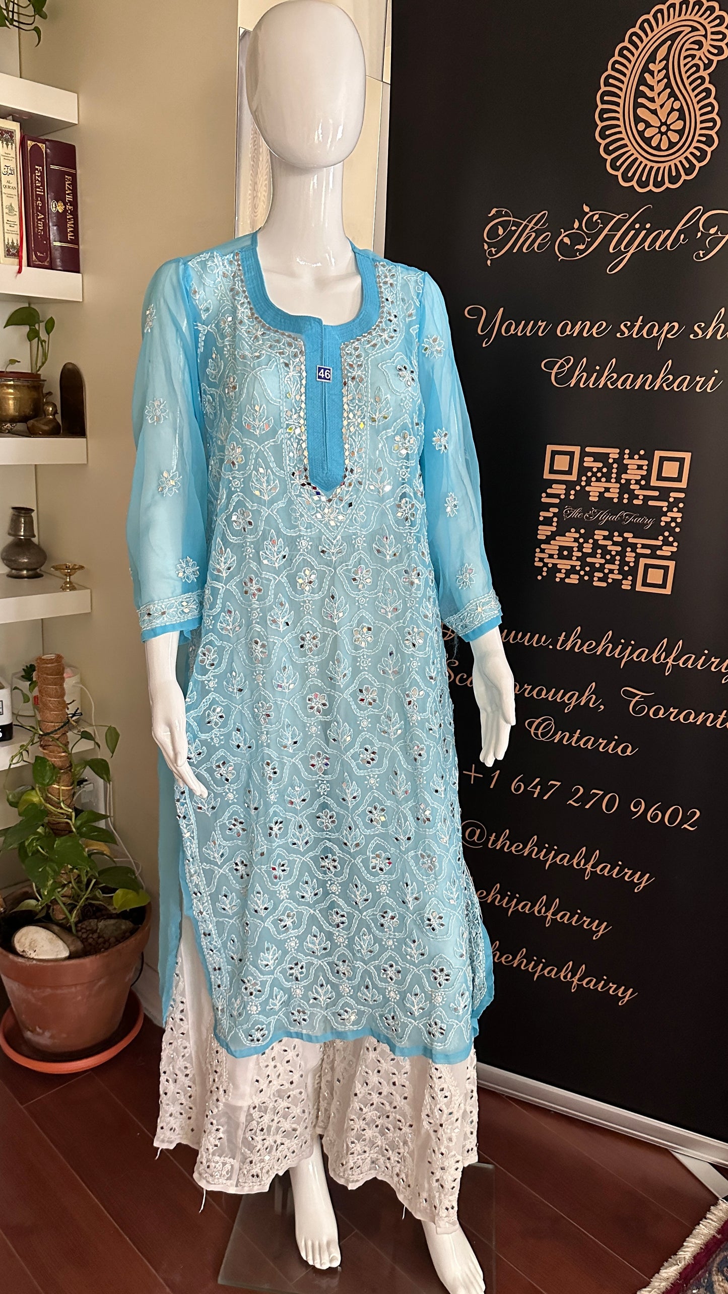 Sky Blue - Georgette Mirror Kurta