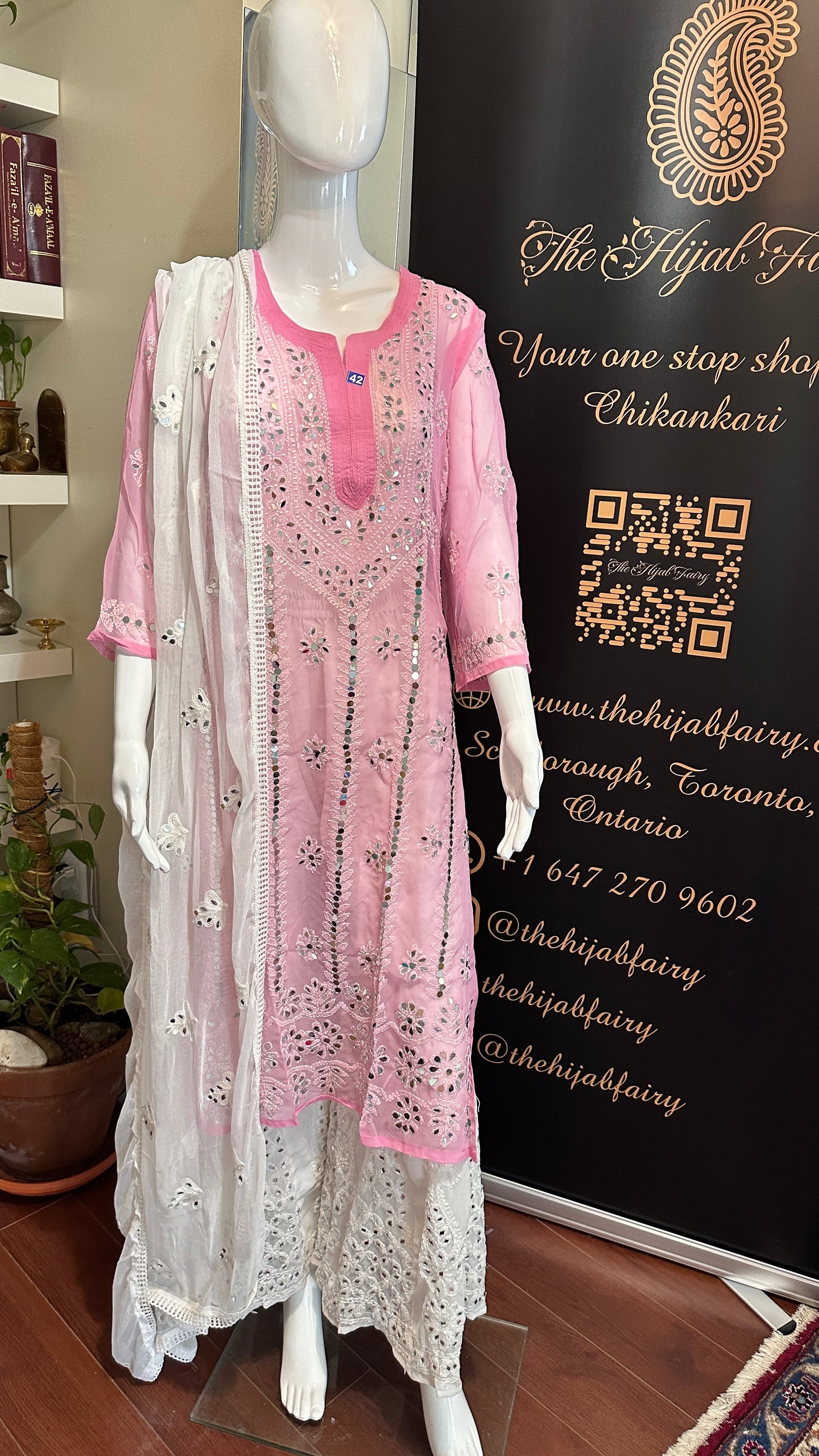 Pink - Georgette Mirror Kurta