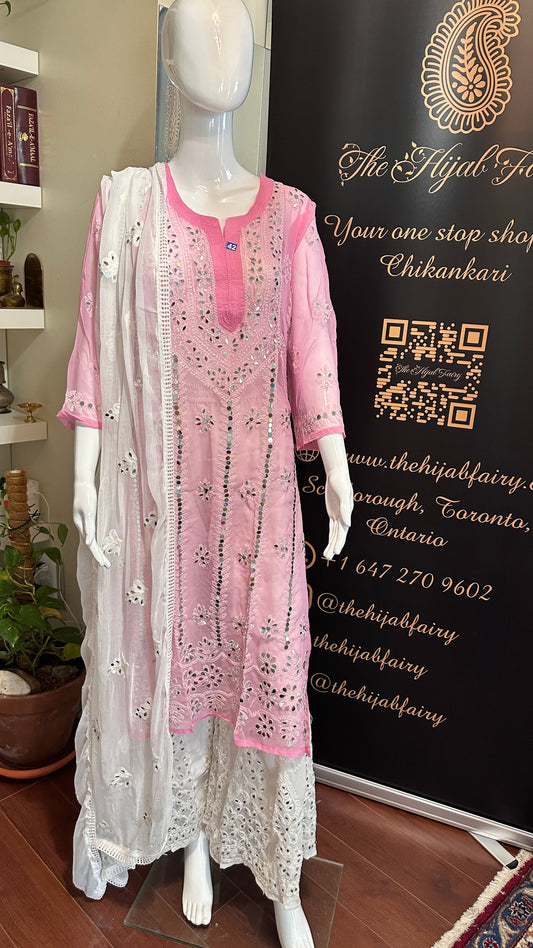 Pink - Georgette Mirror Kurta