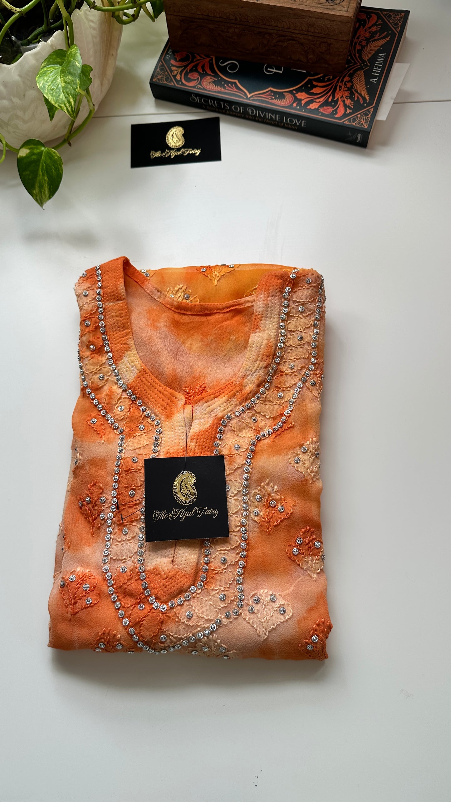 Orange Tiedye - Georgette Stone Kurta