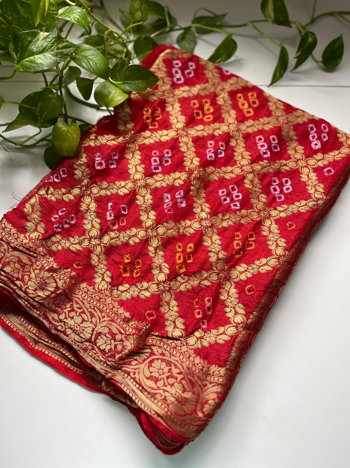 Gaji Silk Gharchola Dupatta RED