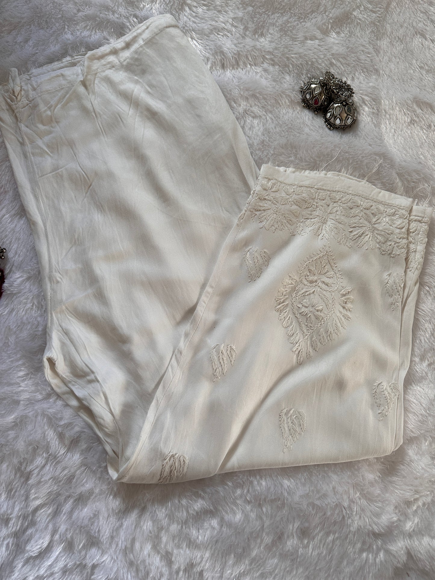 White Chikankari Shalwar