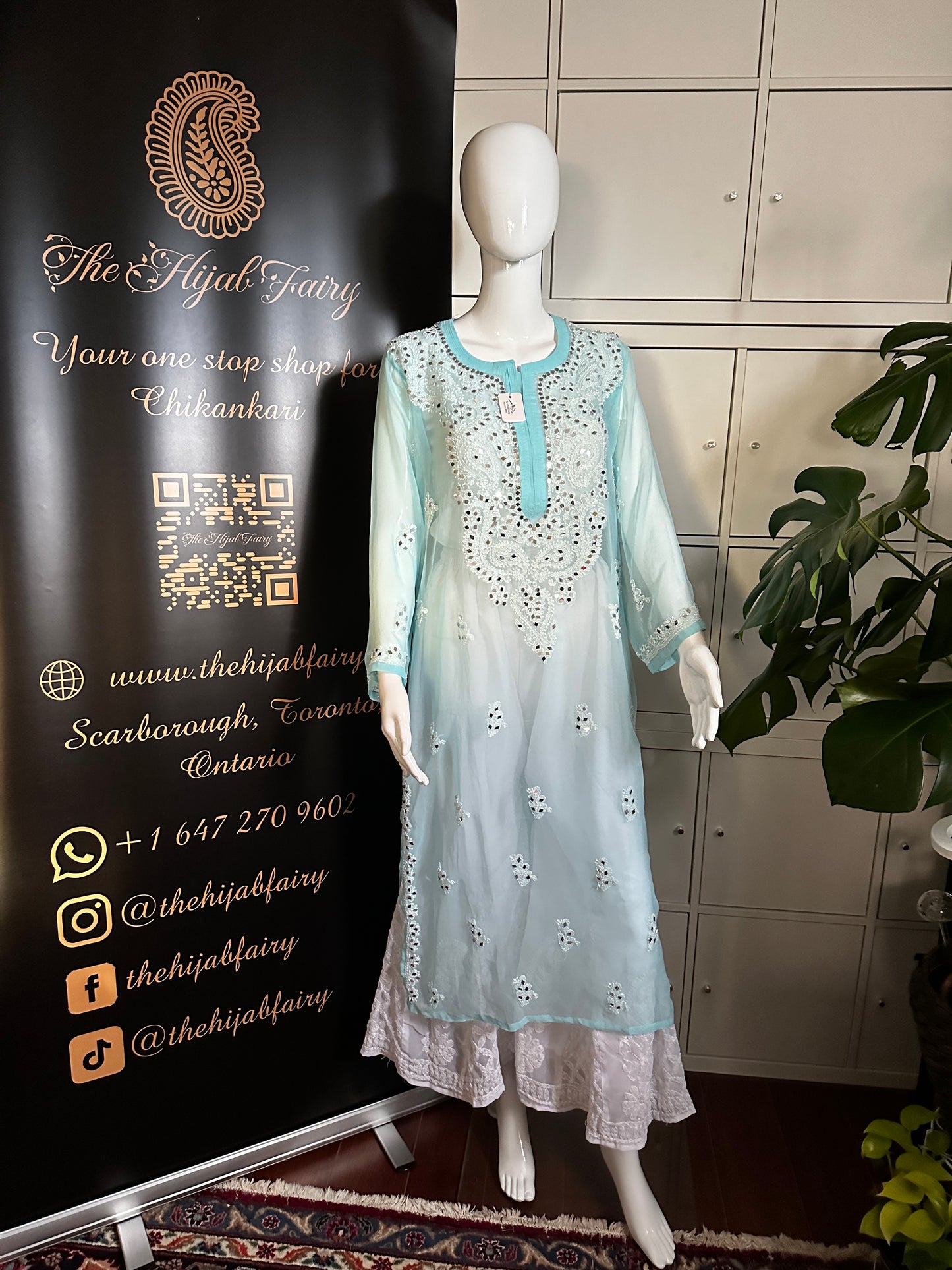 Light Blue - Georgette Mirror Kurta