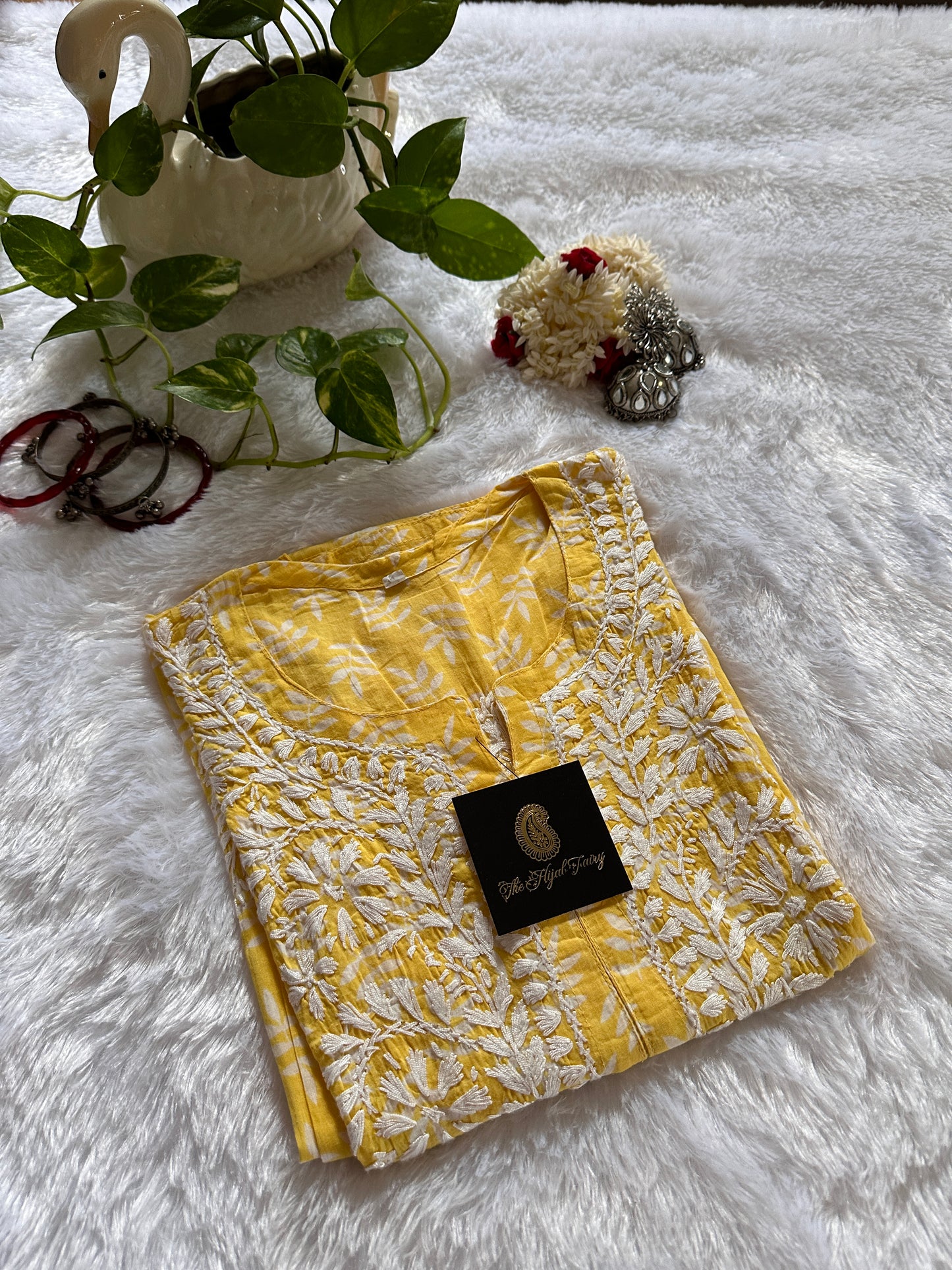 Mulmul Printed Kurti- Yellow 1