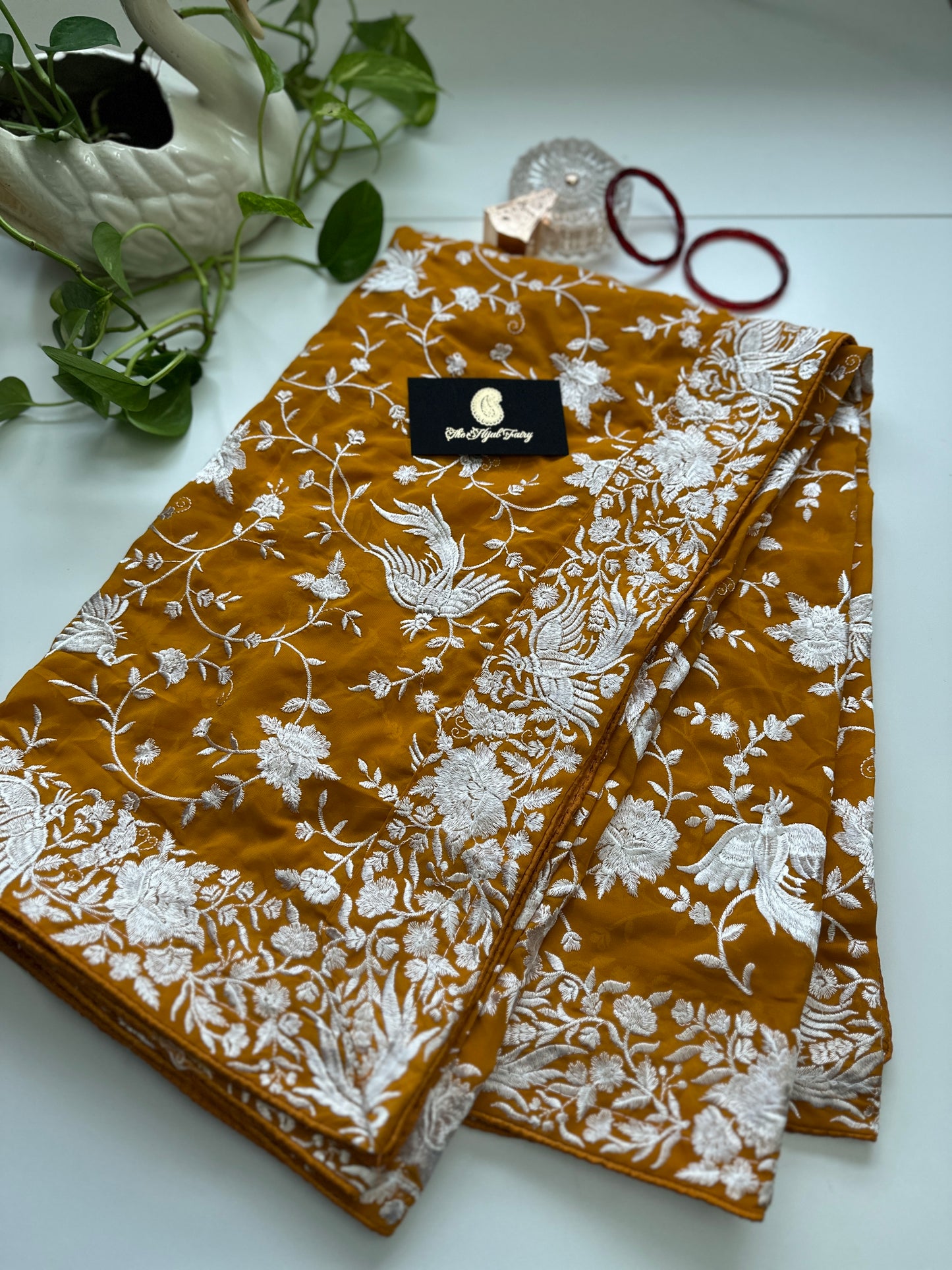 Parsi Gara Premium Dupatta - Mustard