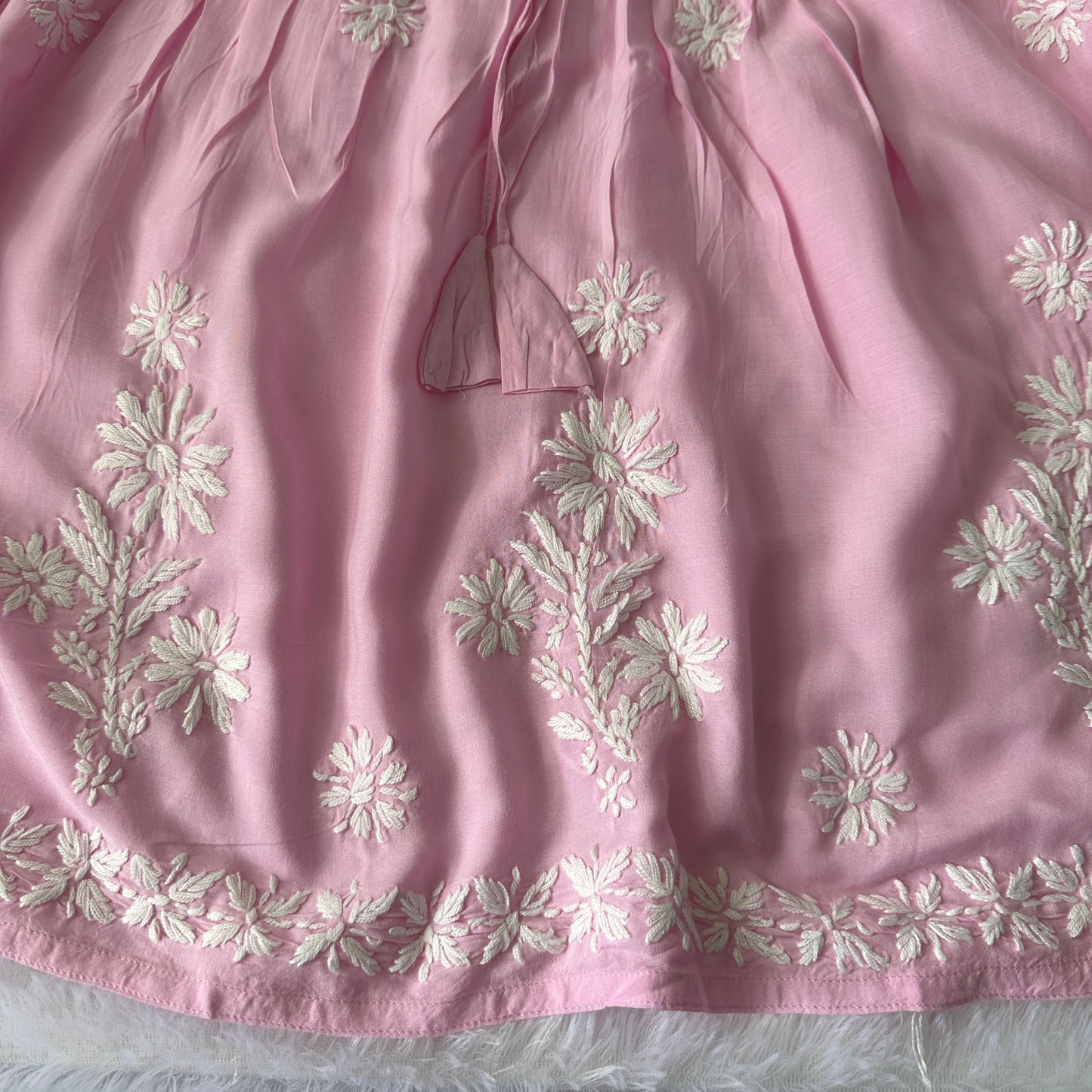 Pink - Short Modal Chikankari Frock