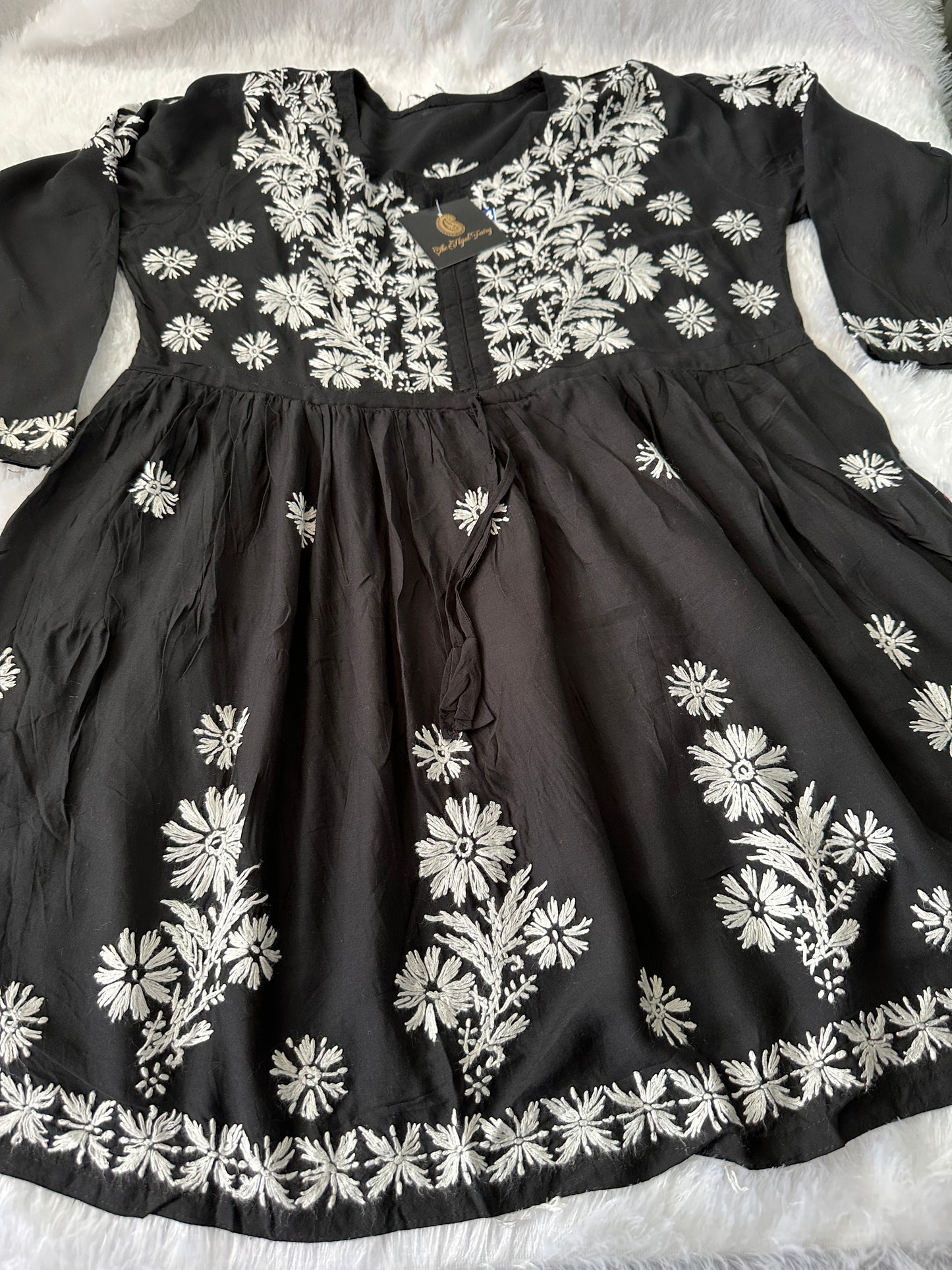 Black - Short Modal Chikankari Frock