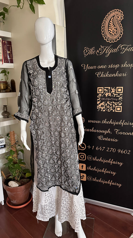 Black - Georgette Mirror Kurta