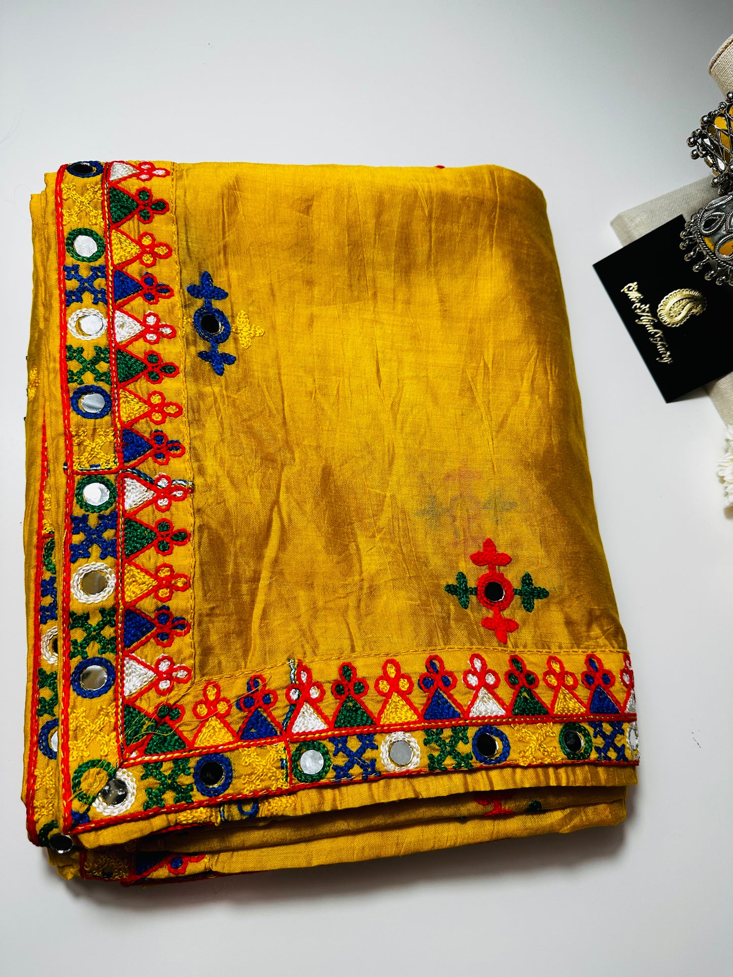 Chanderi Kutchi Work Dupatta with Mirror