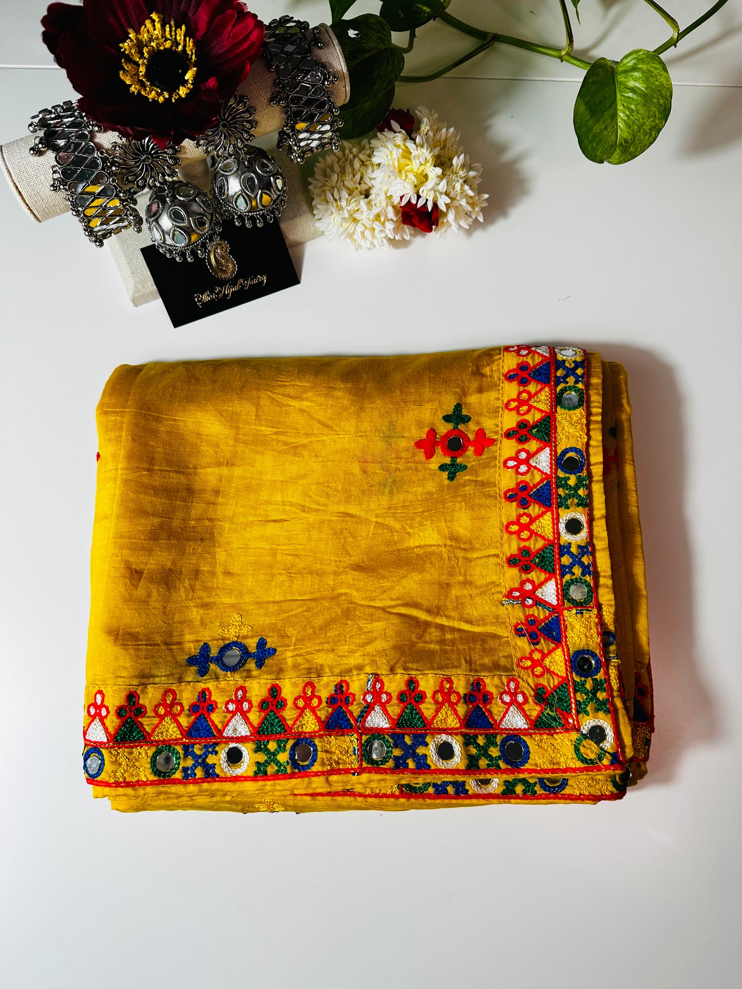 Chanderi Kutchi Work Dupatta with Mirror