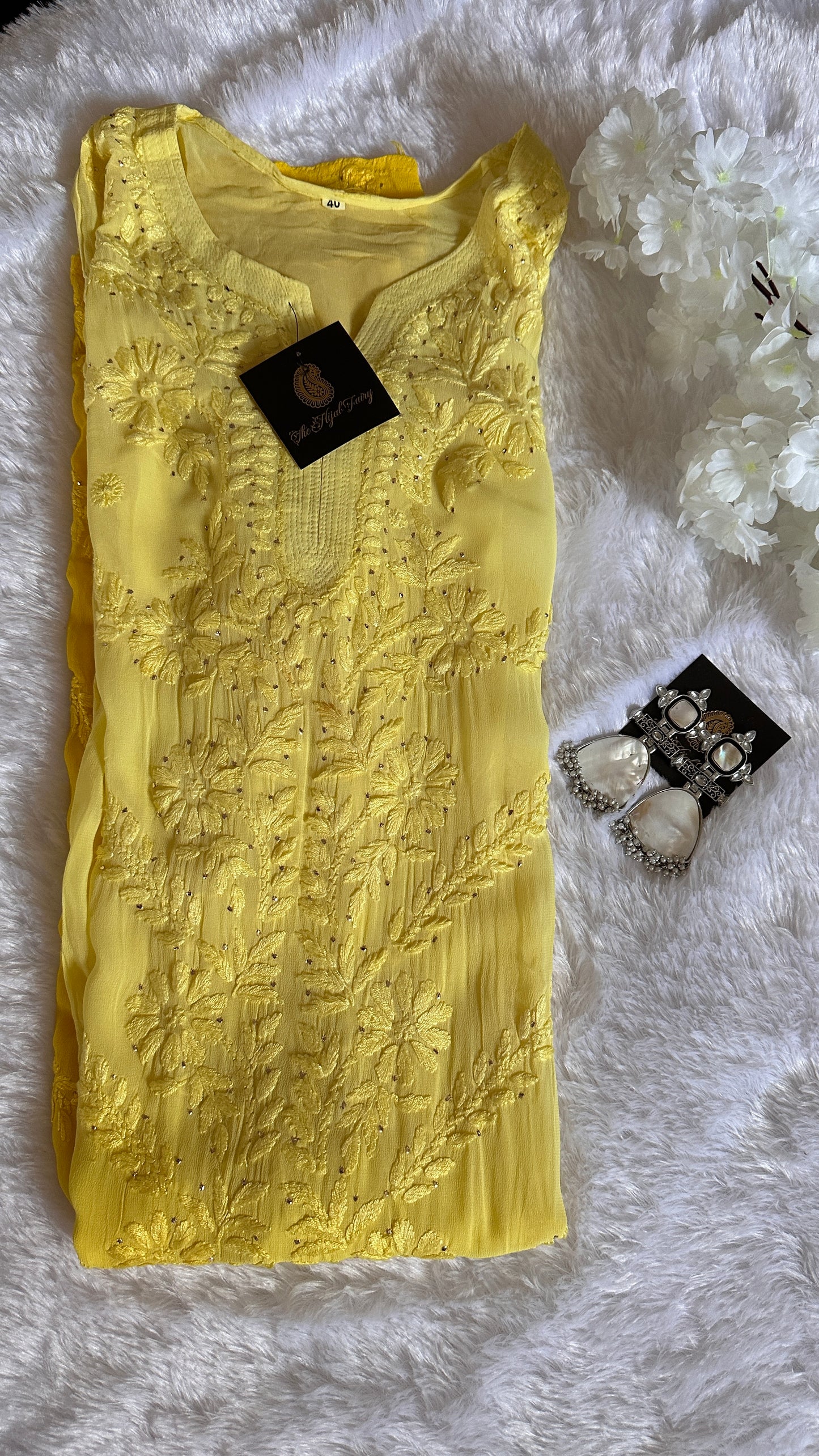 Yellow Ombre - Premium Viscose Kurti with Mukaish