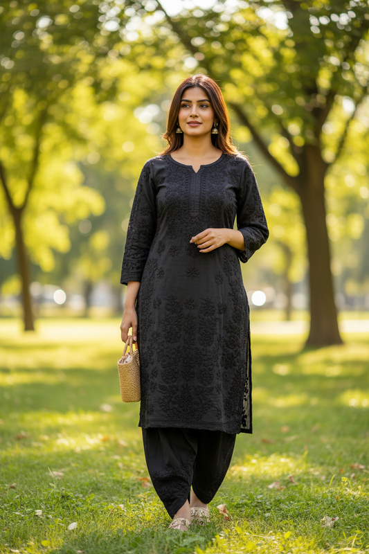 Black - Cotton Dhoti Co-ord Set