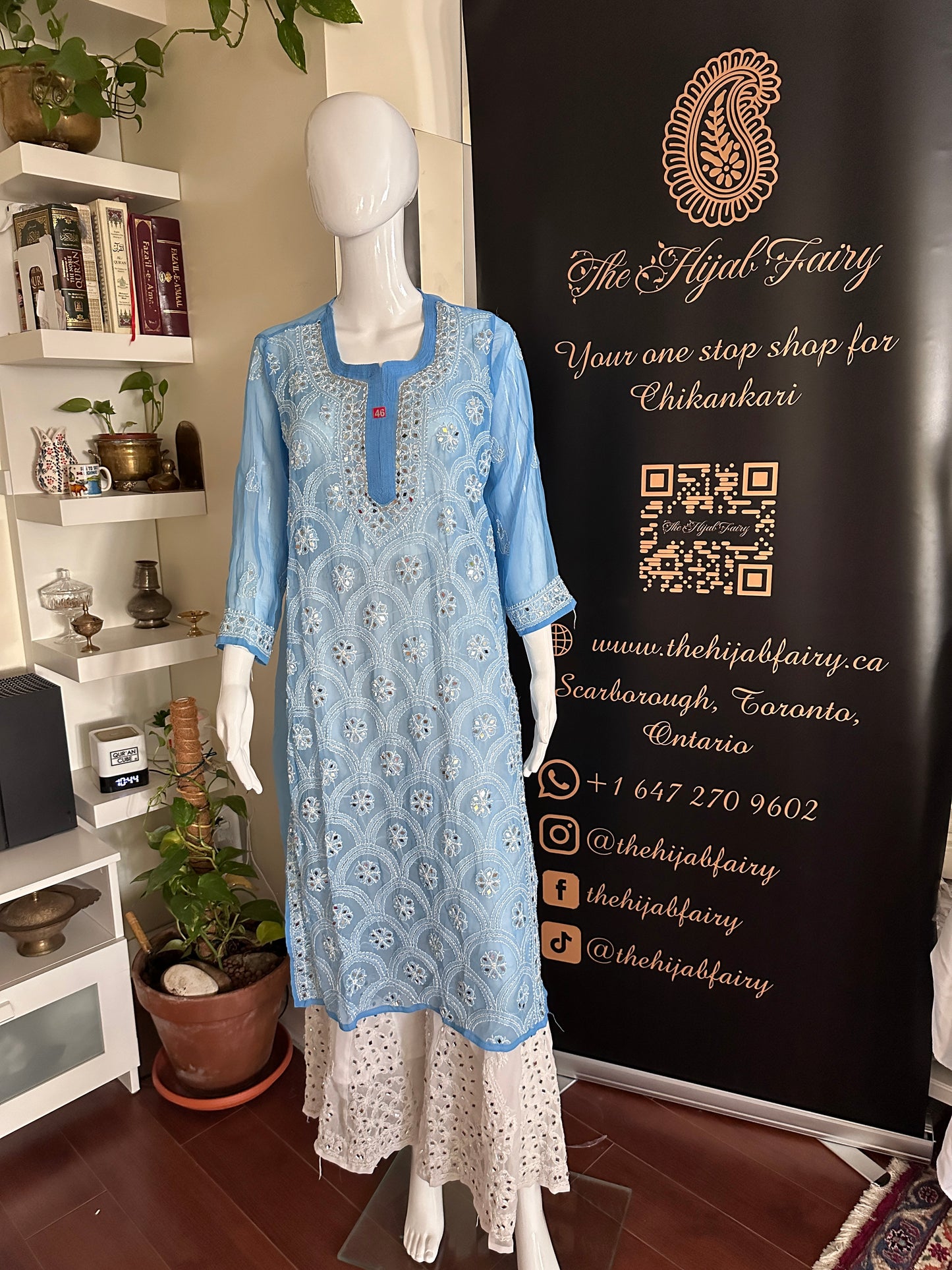 Cornflower Blue - Georgette Mirror Kurta