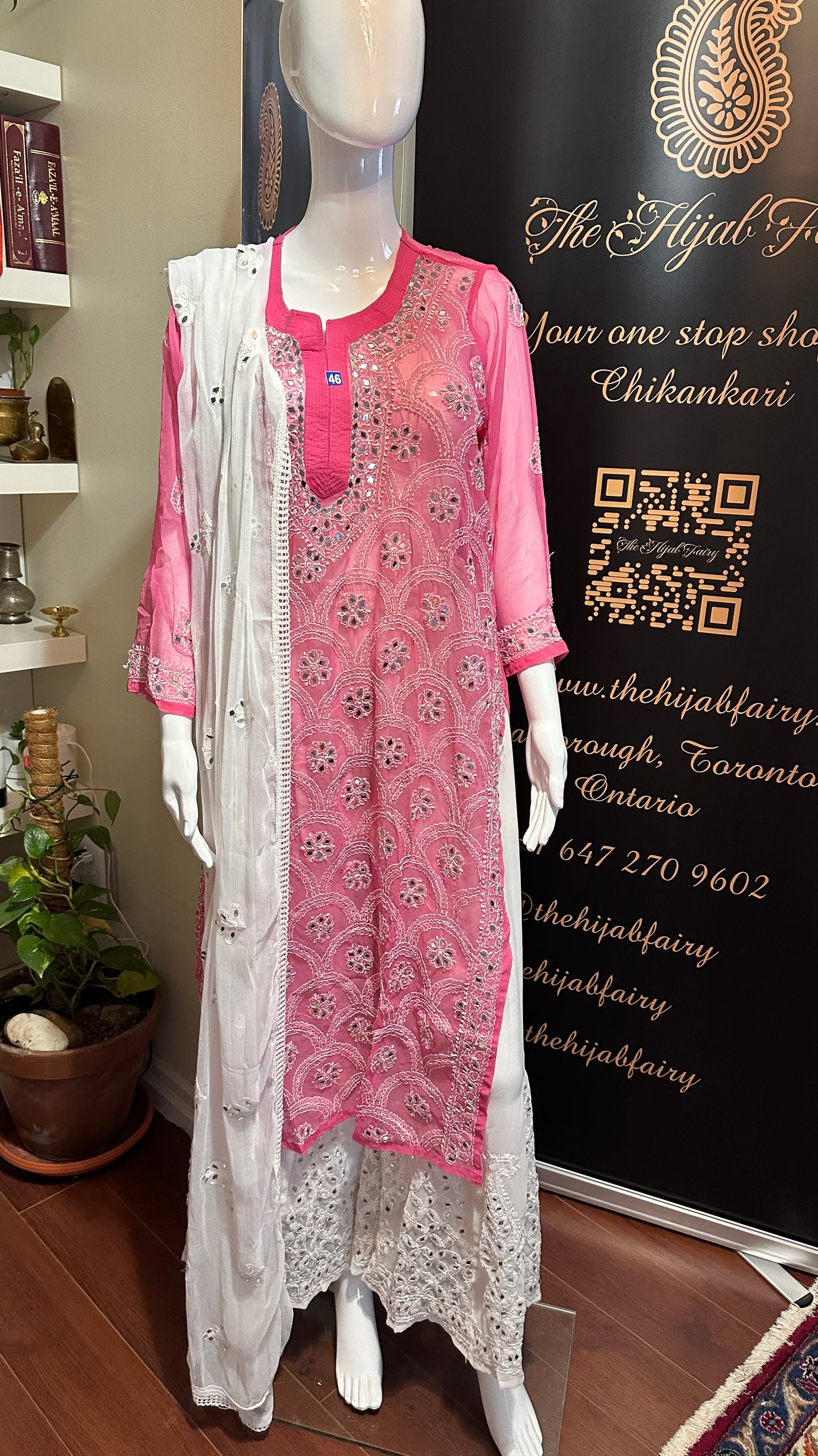 Hot Pink - Georgette Mirror Kurta