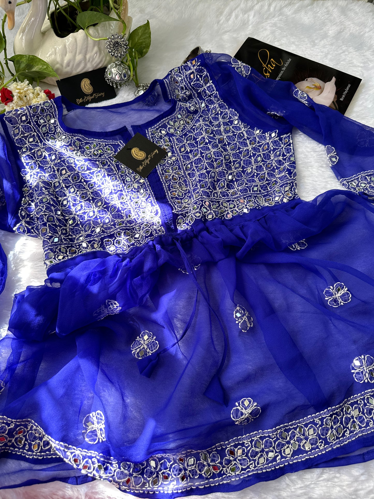 Royal Blue - Georgette Mirror Short Kurta