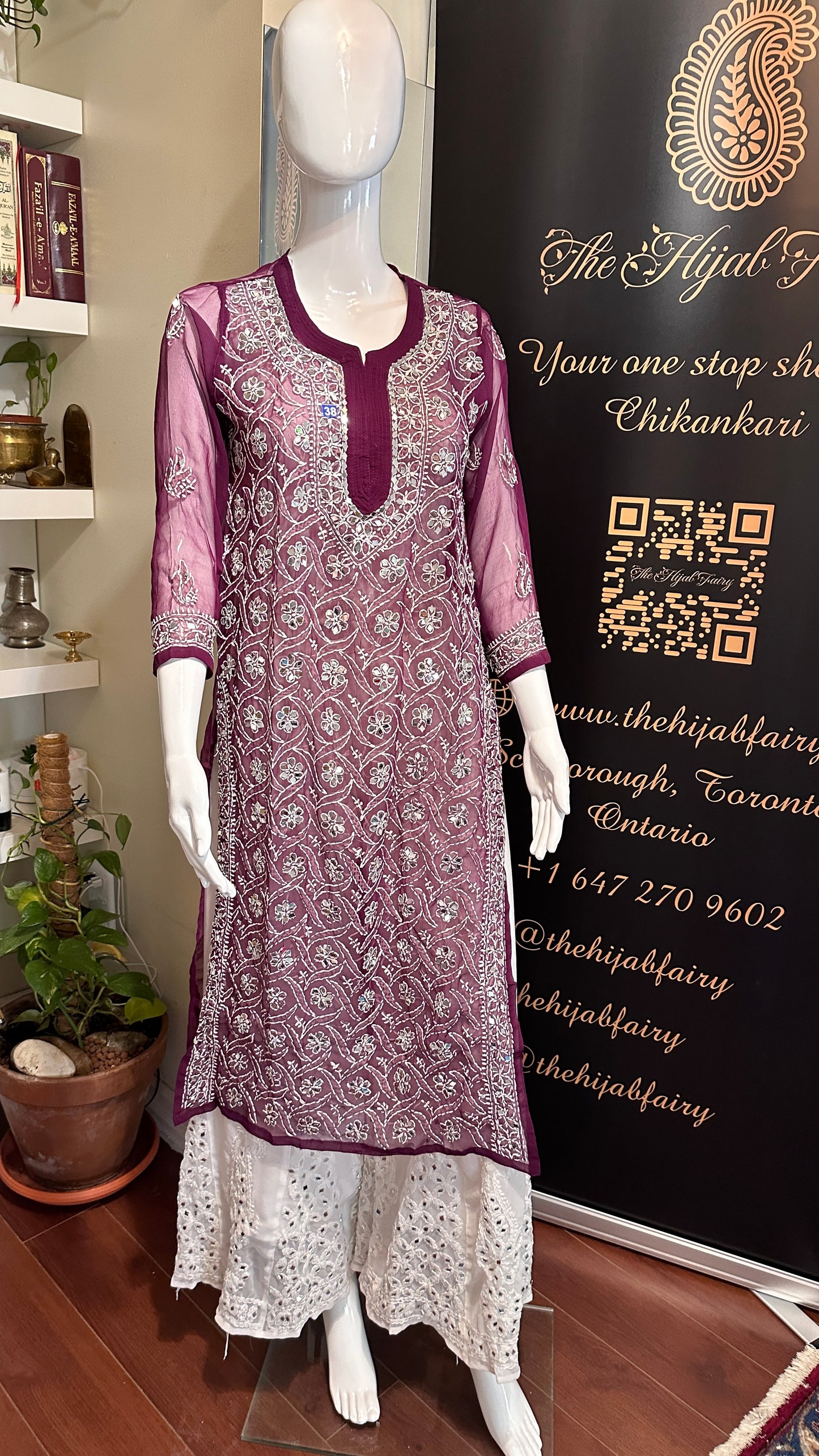 Wine - Georgette Mirror Kurta