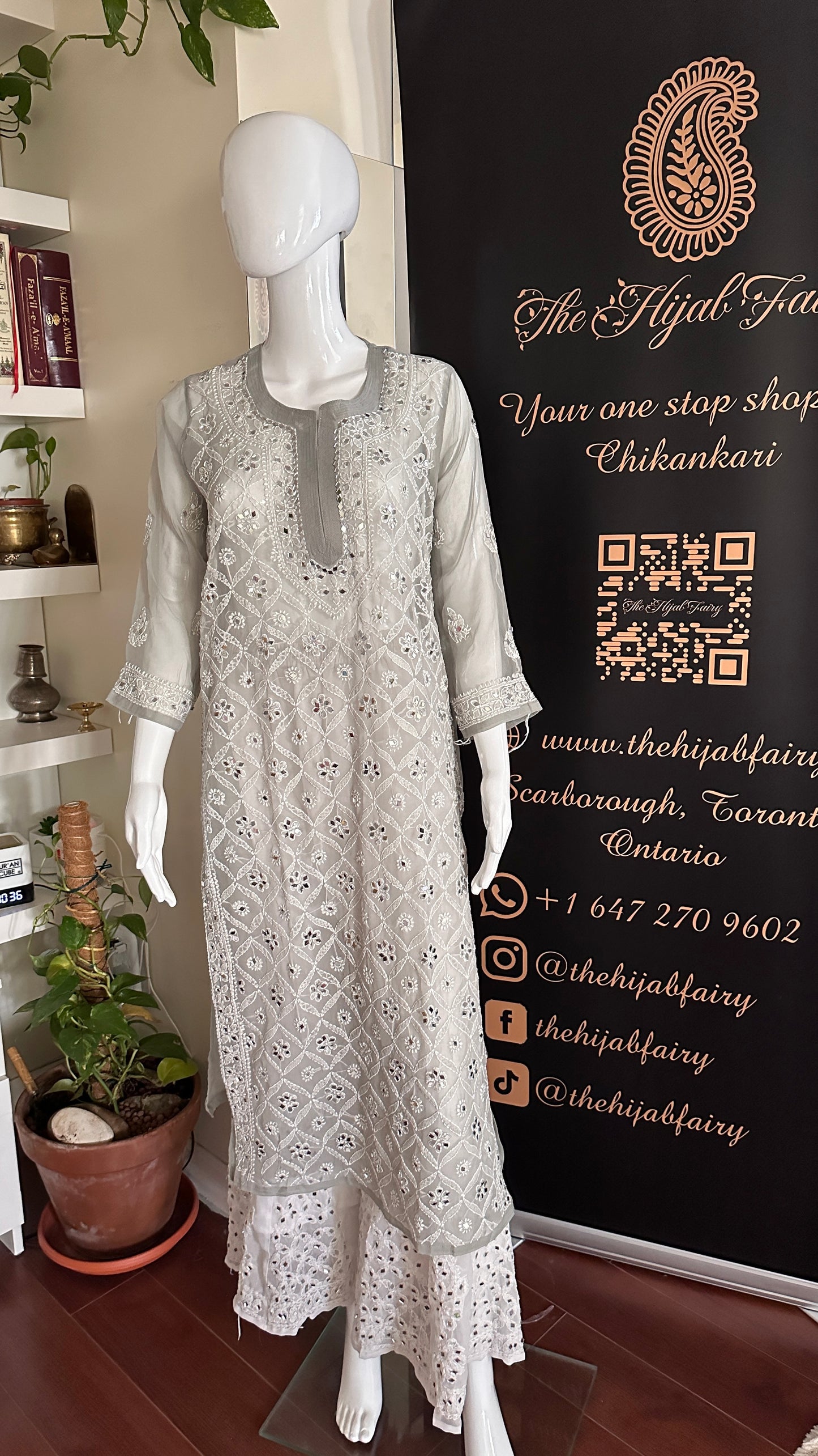 Grey - Georgette Mirror Kurta