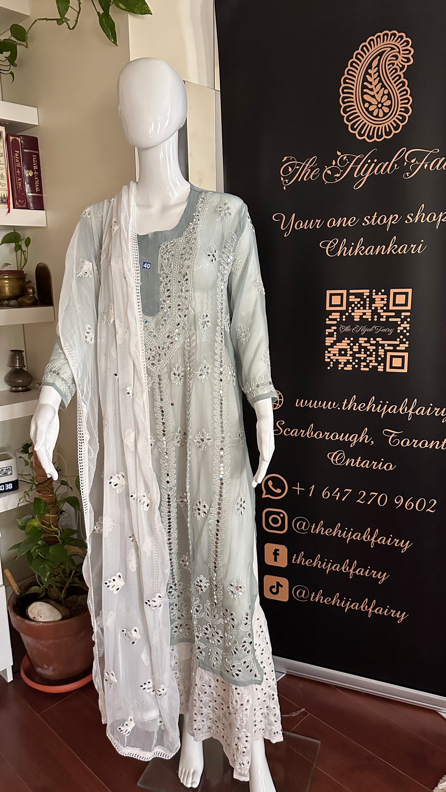 Grey - Georgette Mirror Kurta