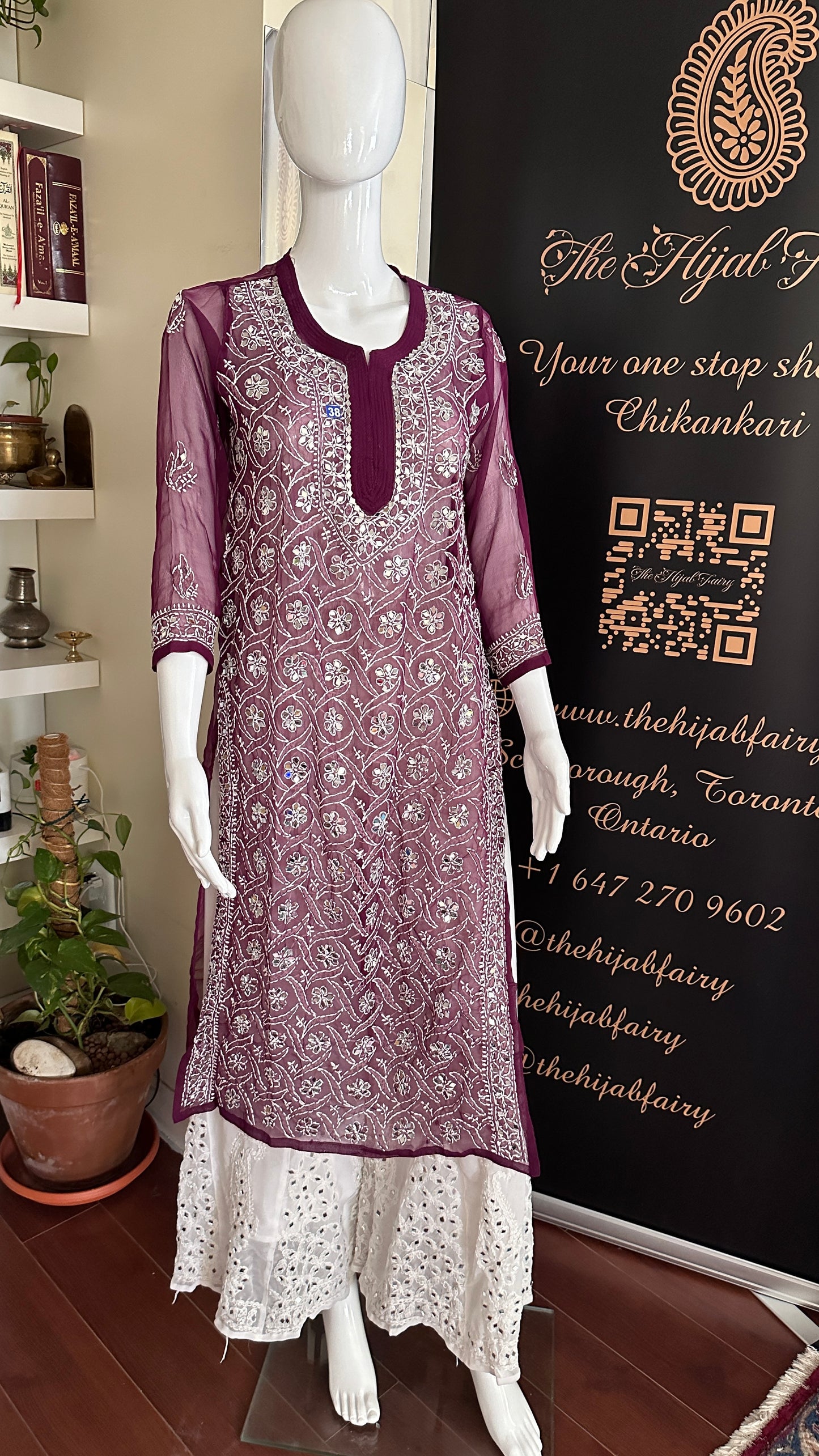 Wine - Georgette Mirror Kurta