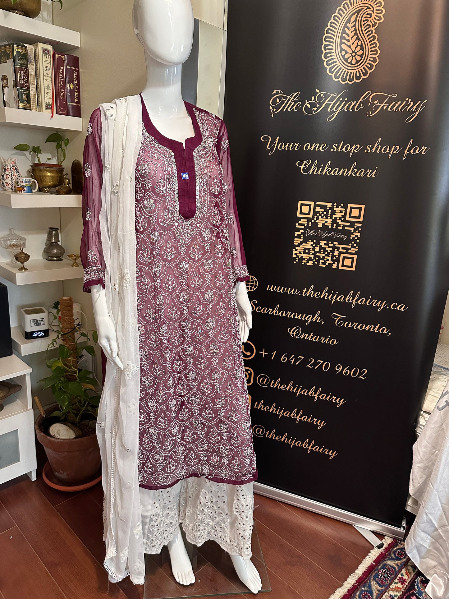 Wine - Georgette Mirror Kurta