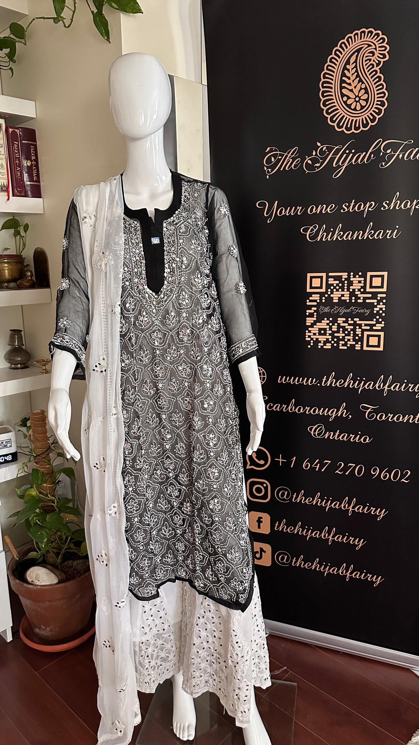 Black - Georgette Mirror Kurta