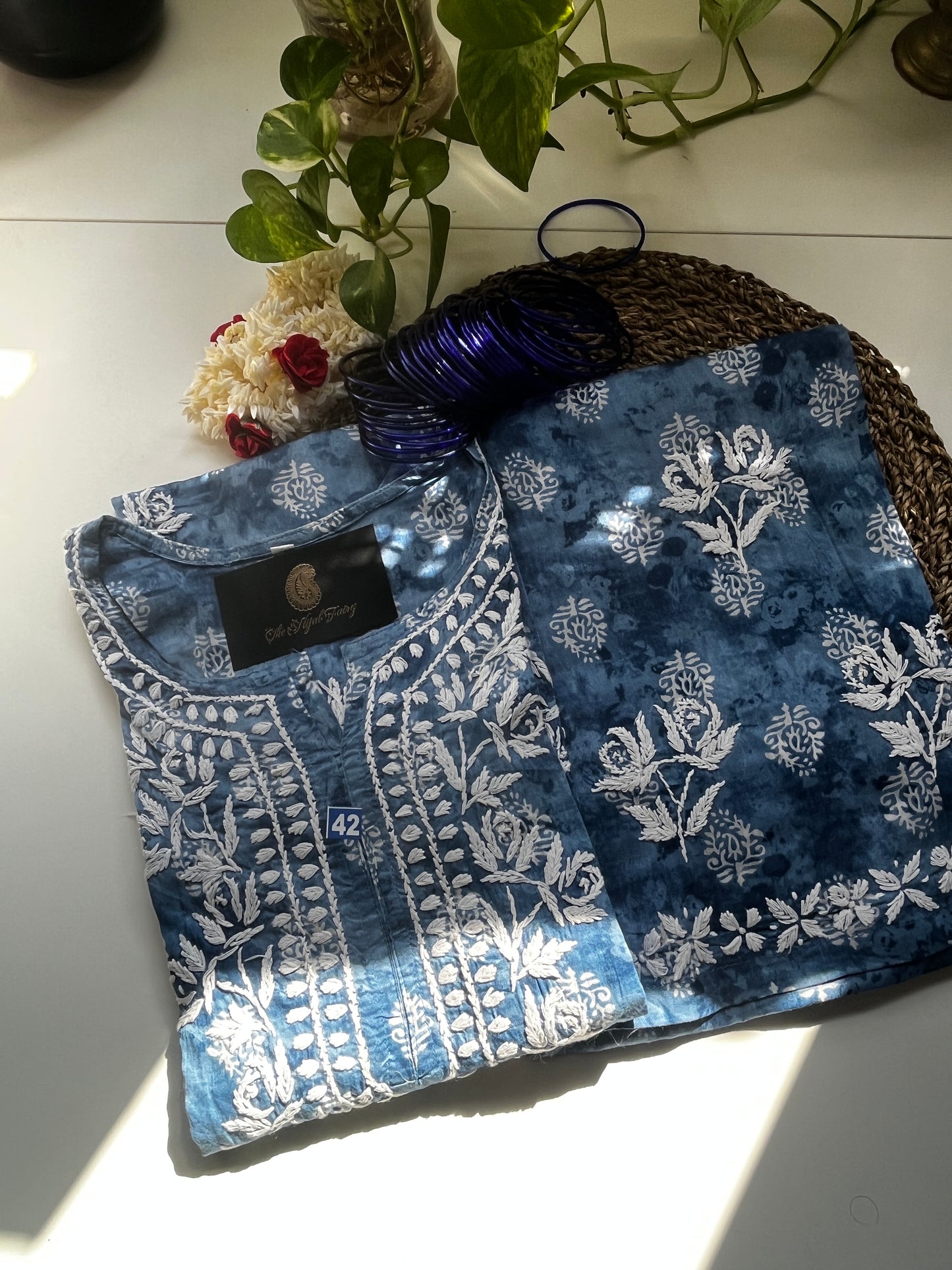 Dark Blue - Mulmul Printed Set - 2 Pc