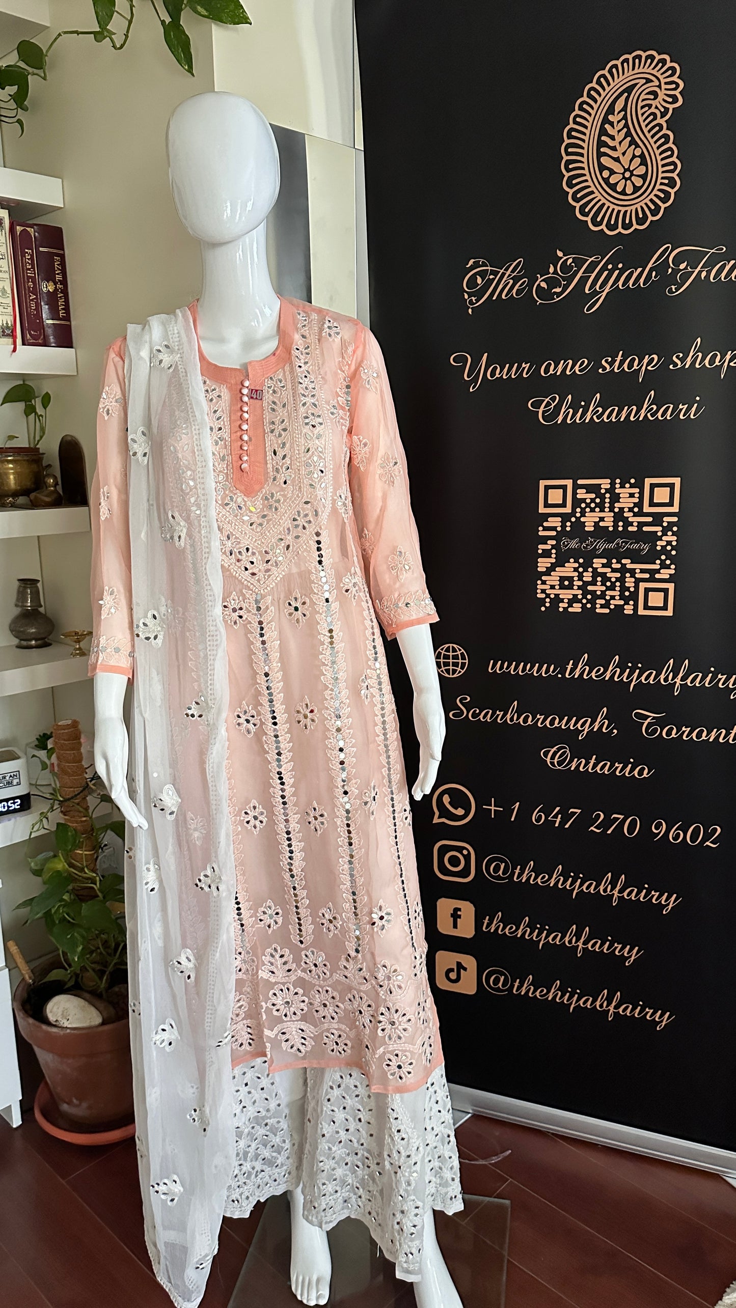 Peach - Georgette Mirror Kurta